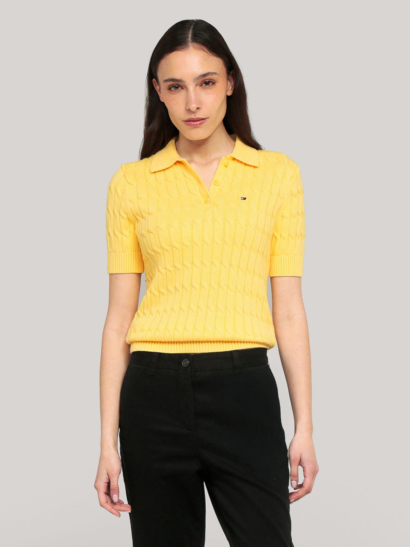 Sweater Cable Solid Amarillo Tommy Hilfiger-0