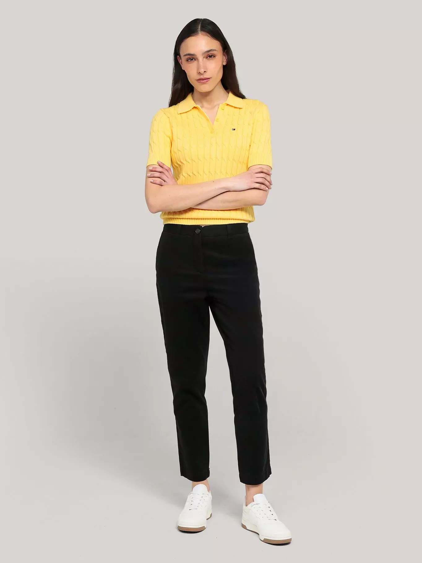 Sweater Cable Solid Amarillo Tommy Hilfiger-1