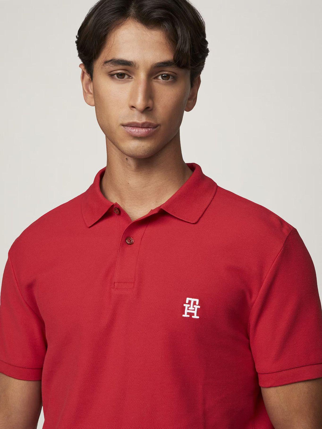 Polo Con Logo De Monogram Rojo Tommy Hilfiger-3