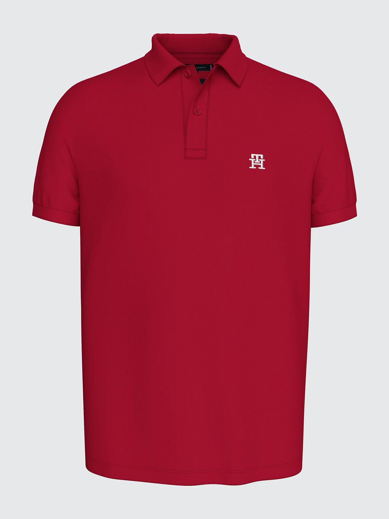 Polo Con Logo De Monogram Rojo Tommy Hilfiger-4