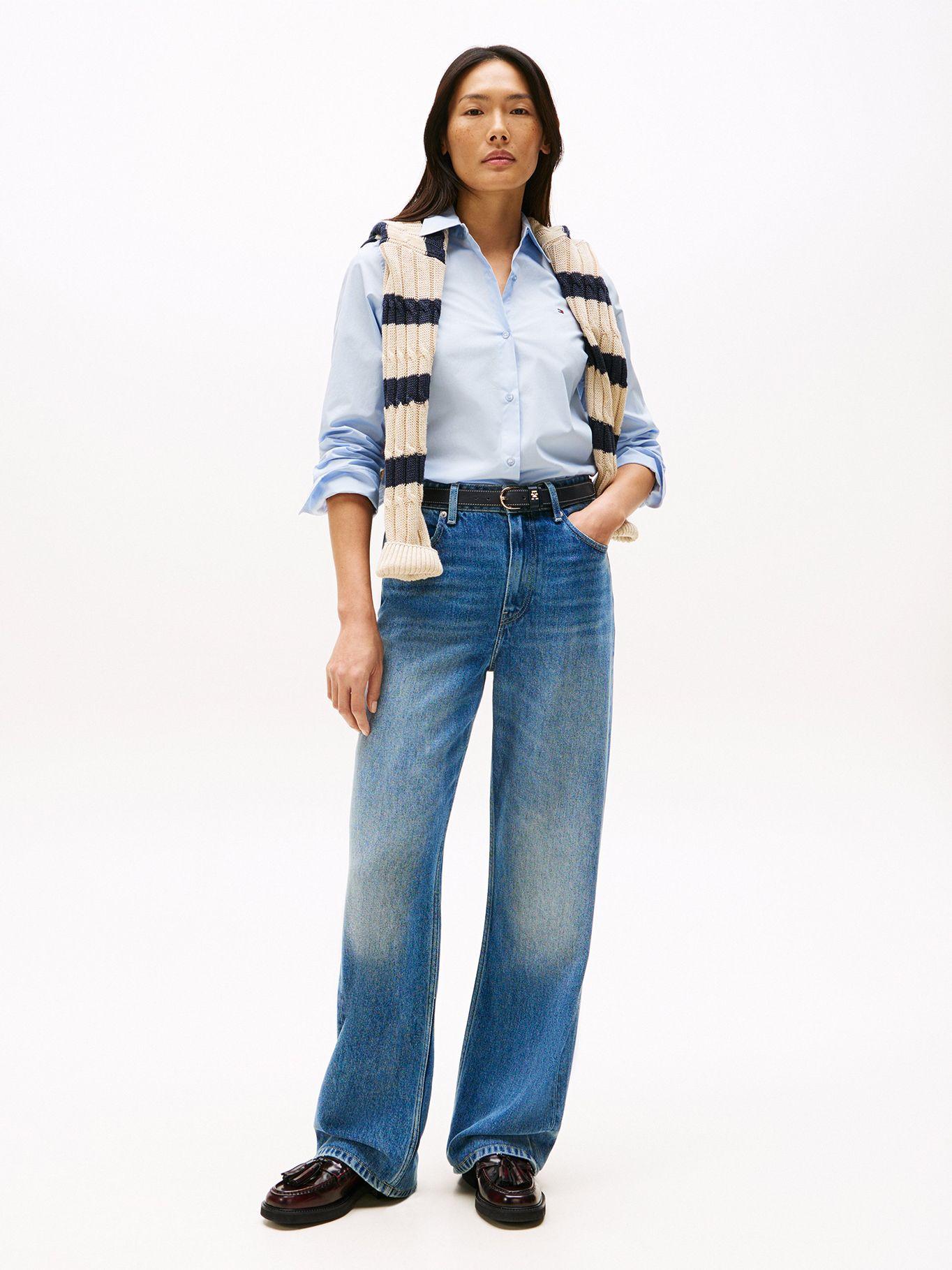 Camisa A Rayas Corte Regular C1O Celeste Tommy Hilfiger-1