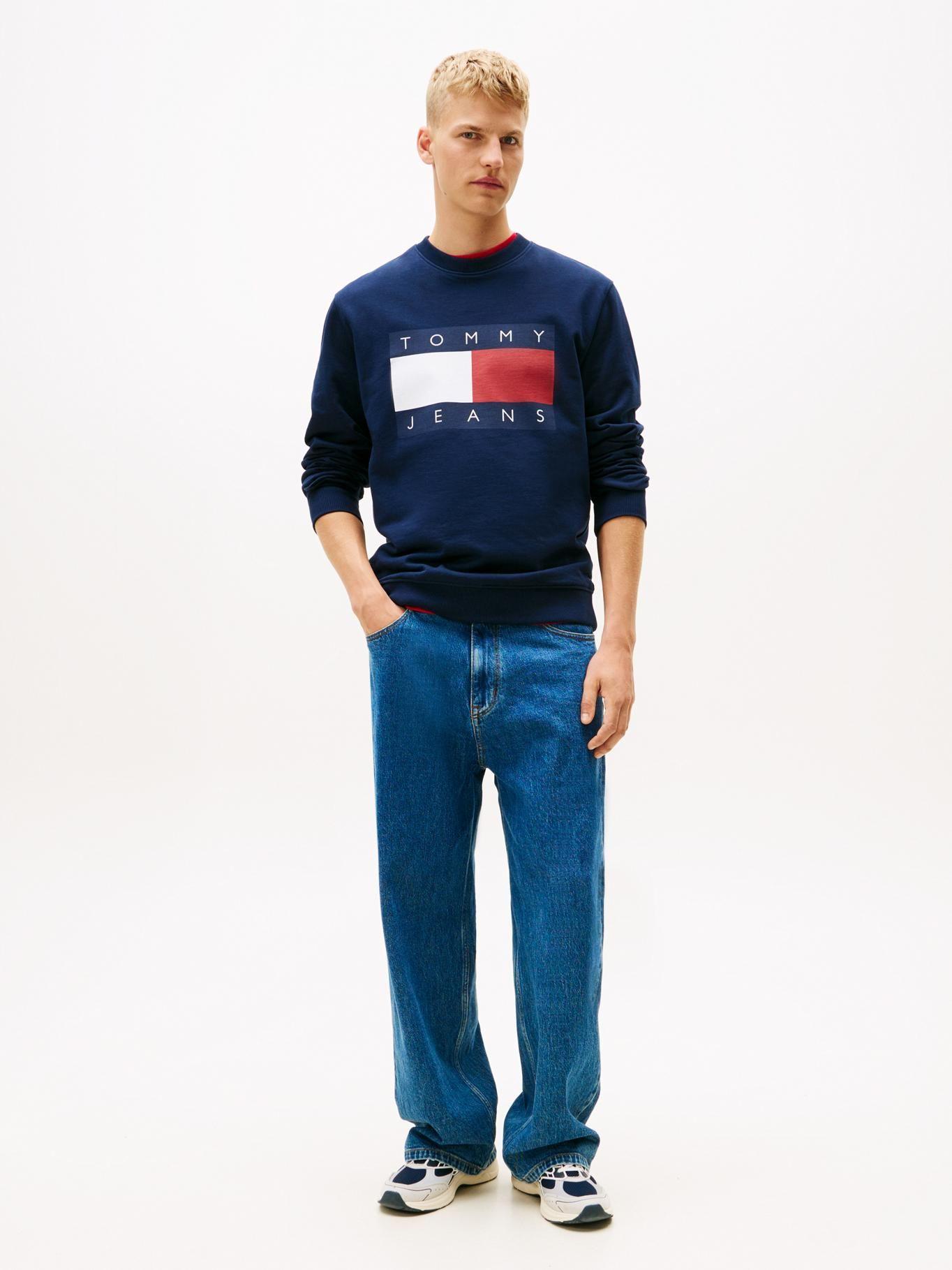 Polerón Con Bandera Estampada Tommy Jeans Azul-1