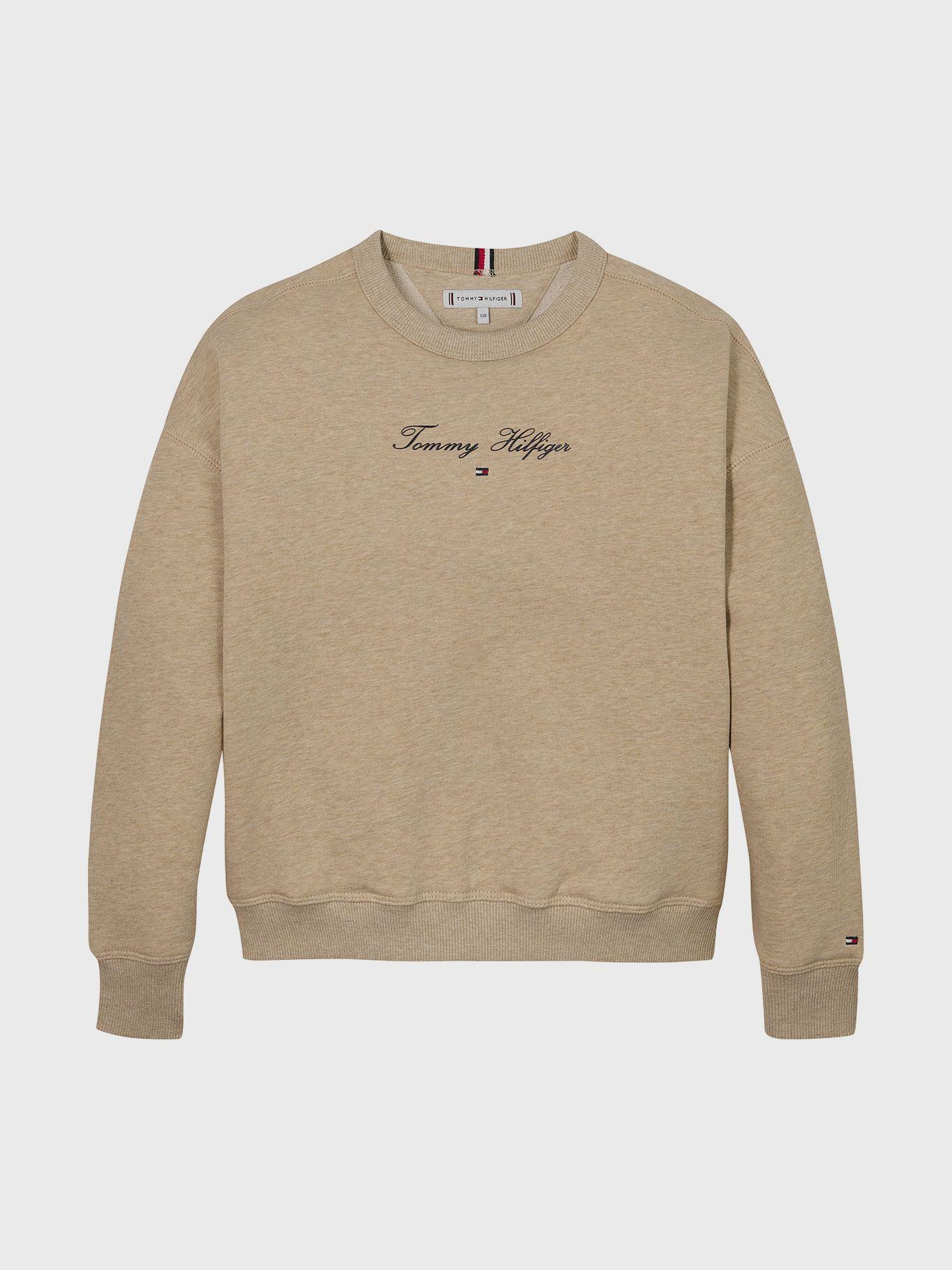 Polerón De Niña Script Con Logo Beige Tommy Hilfiger-0
