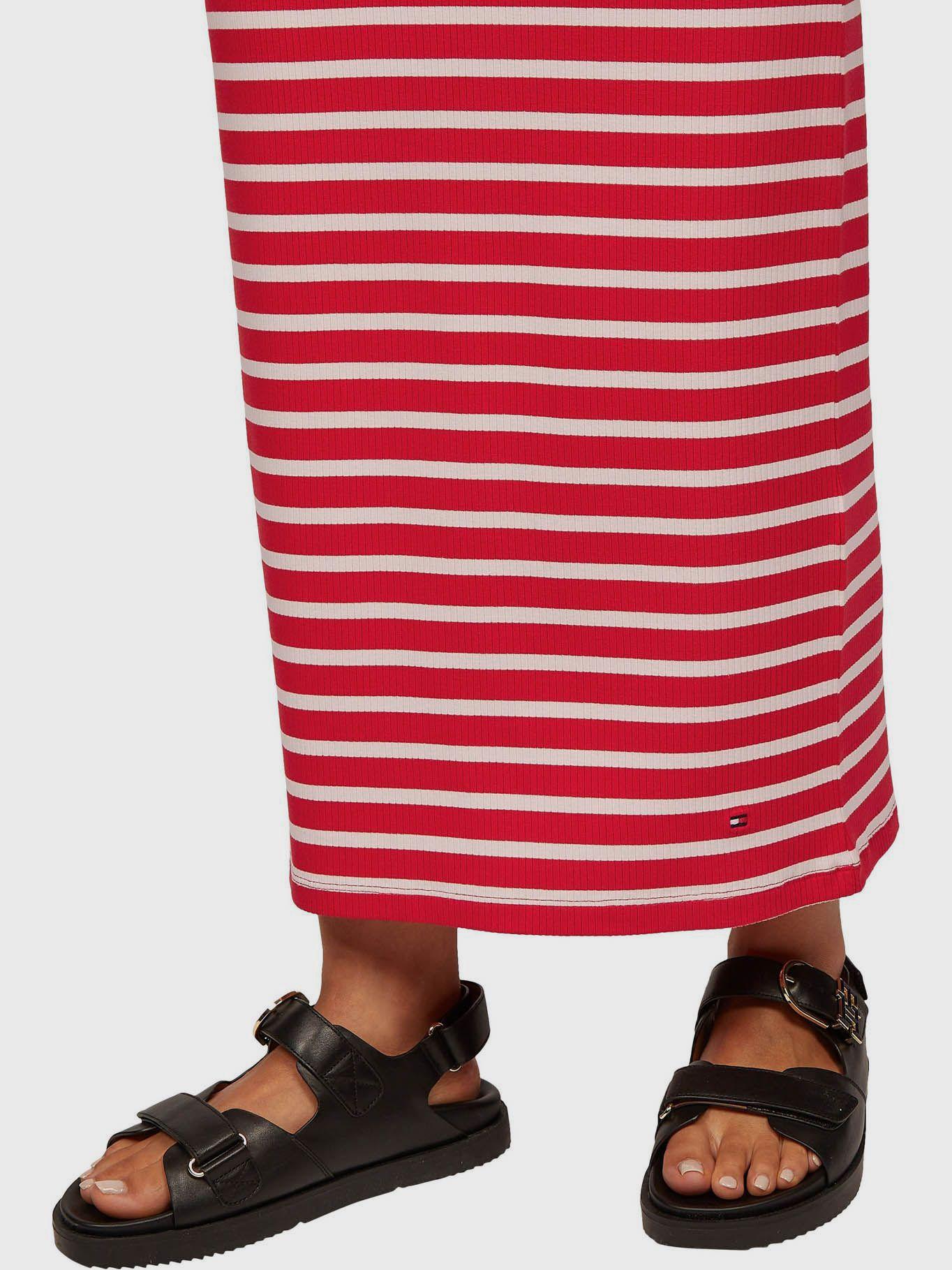 Vestido Maxi Acanalado Ajustado Rojo Tommy Hilfiger-3