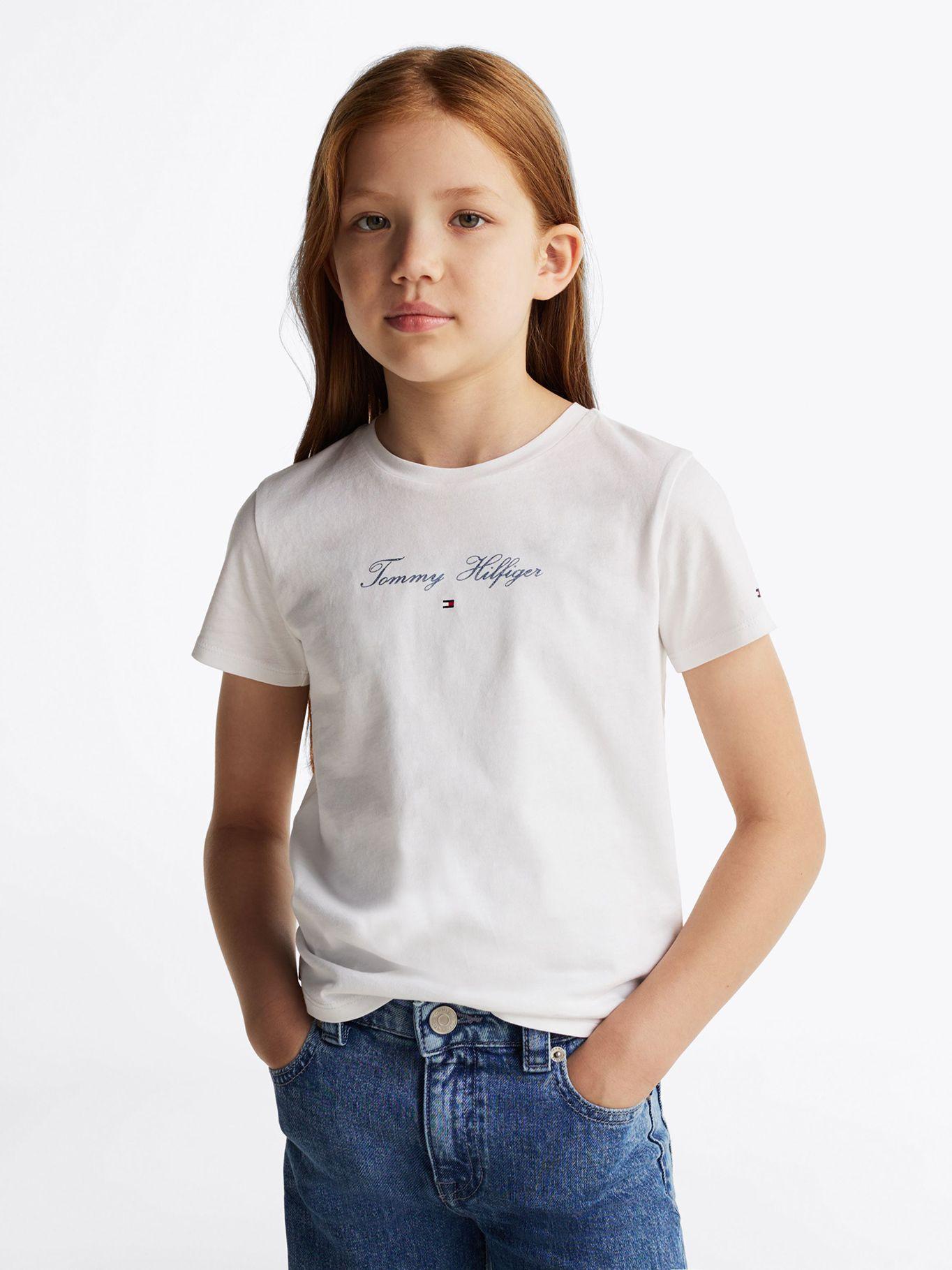 Polera De Niña Logo Script YBR Blanco Tommy Hilfiger-0
