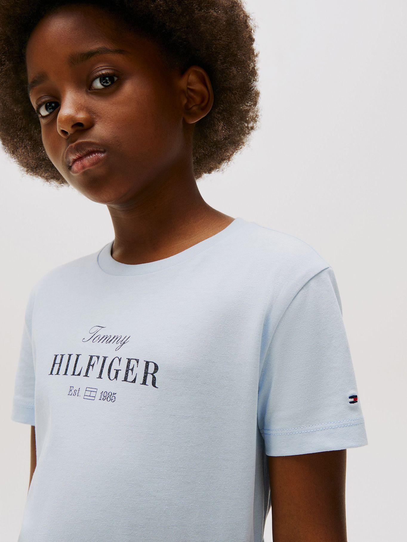 Polera Con Logo De Purpurina Celeste Tommy Hilfiger-3
