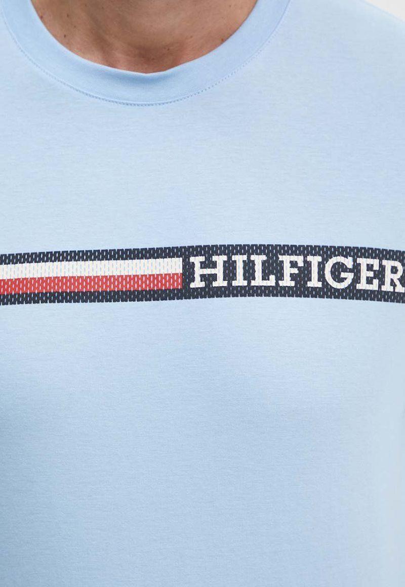 Polera Chest Stipe Con Logo Celeste Tommy Hilfiger-3