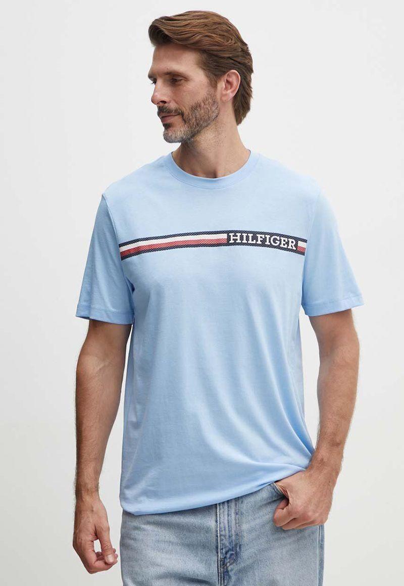 Polera Chest Stipe Con Logo Celeste Tommy Hilfiger-0