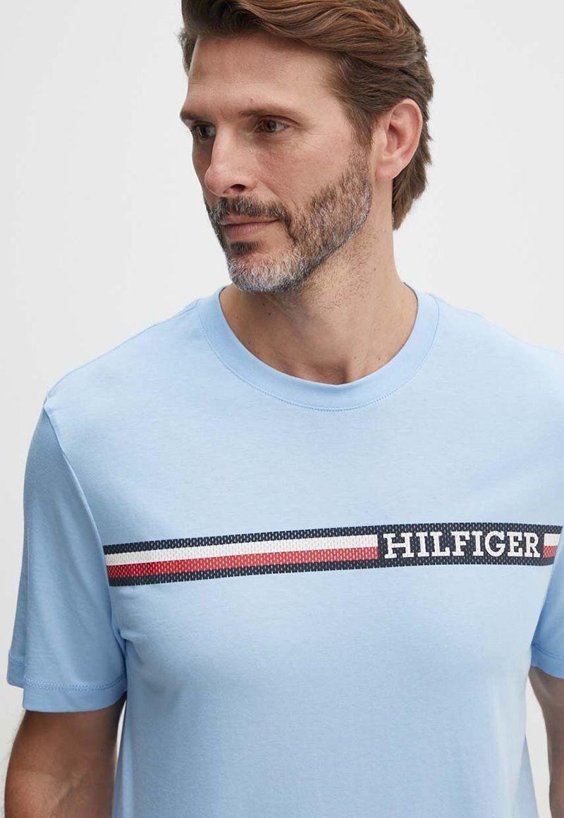 Polera Chest Stipe Con Logo Celeste Tommy Hilfiger-1