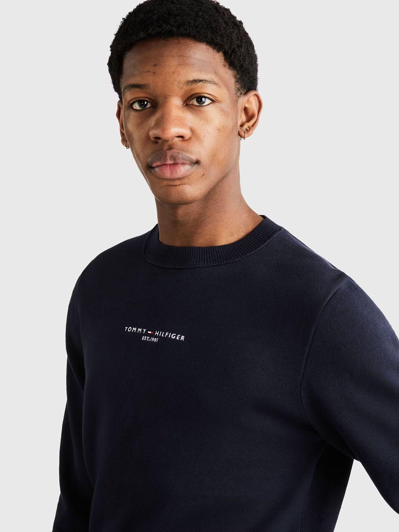 Sweater C-Neck Con Logo Bordado Azul Tommy Hilfiger-3