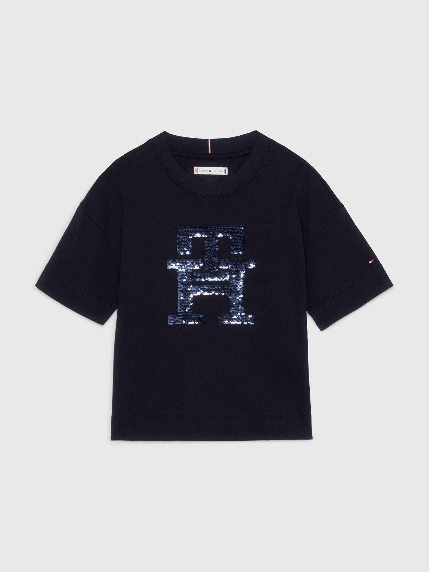 Polera Monogram De Lentejuelas Azul Tommy Hilfiger-0