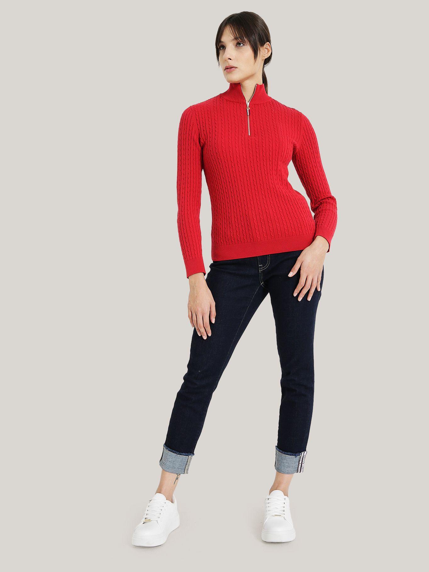 SWEATER SOLID DE ALGODÓN CIERRE ROJO TOMMY HILFIGER-1