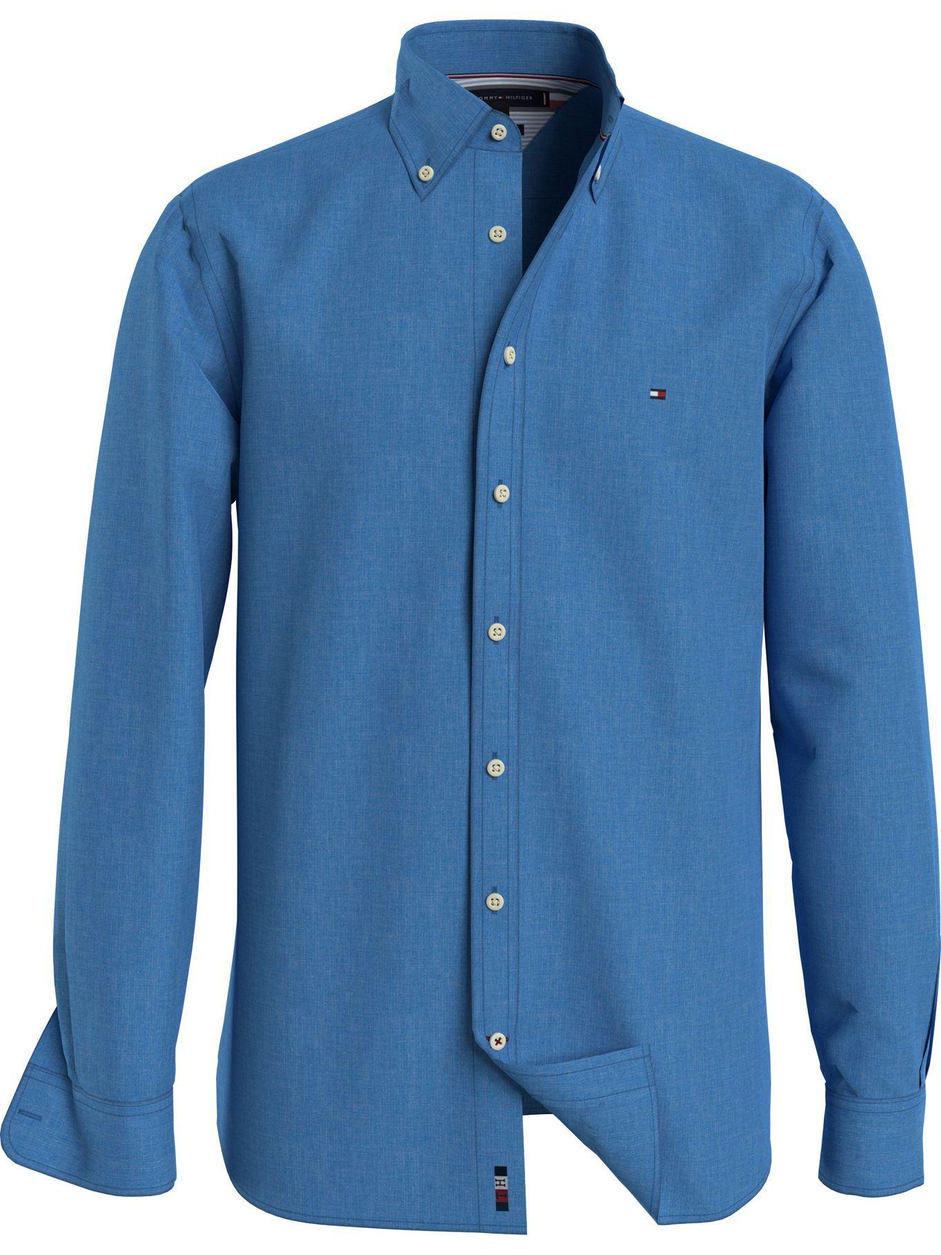 Camisa Dobby Regular Azul Tommy Hilfiger F2-0
