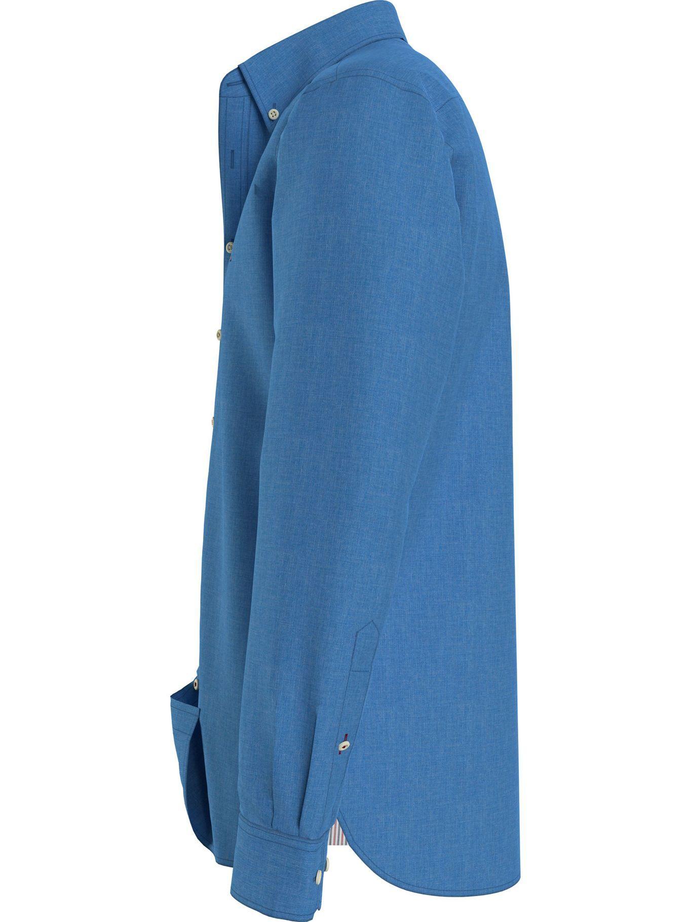Camisa Dobby Regular Azul Tommy Hilfiger F2-3