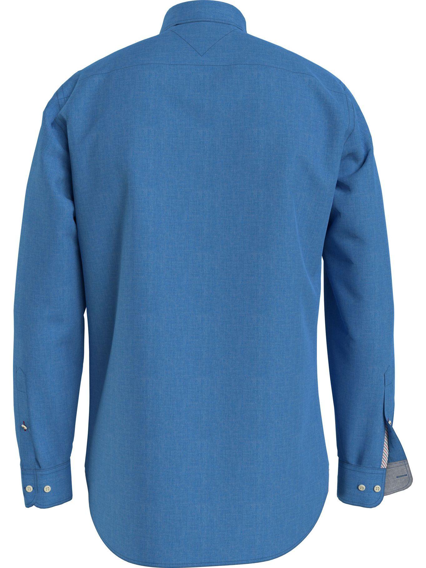 Camisa Dobby Regular Azul Tommy Hilfiger F2-1