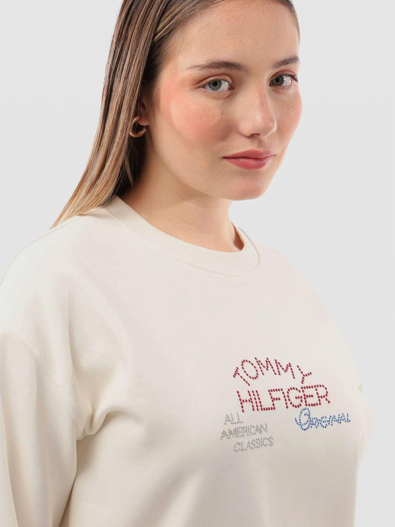 Polerón Con Logo Gráficos Blanco Tommy Hilfiger-3