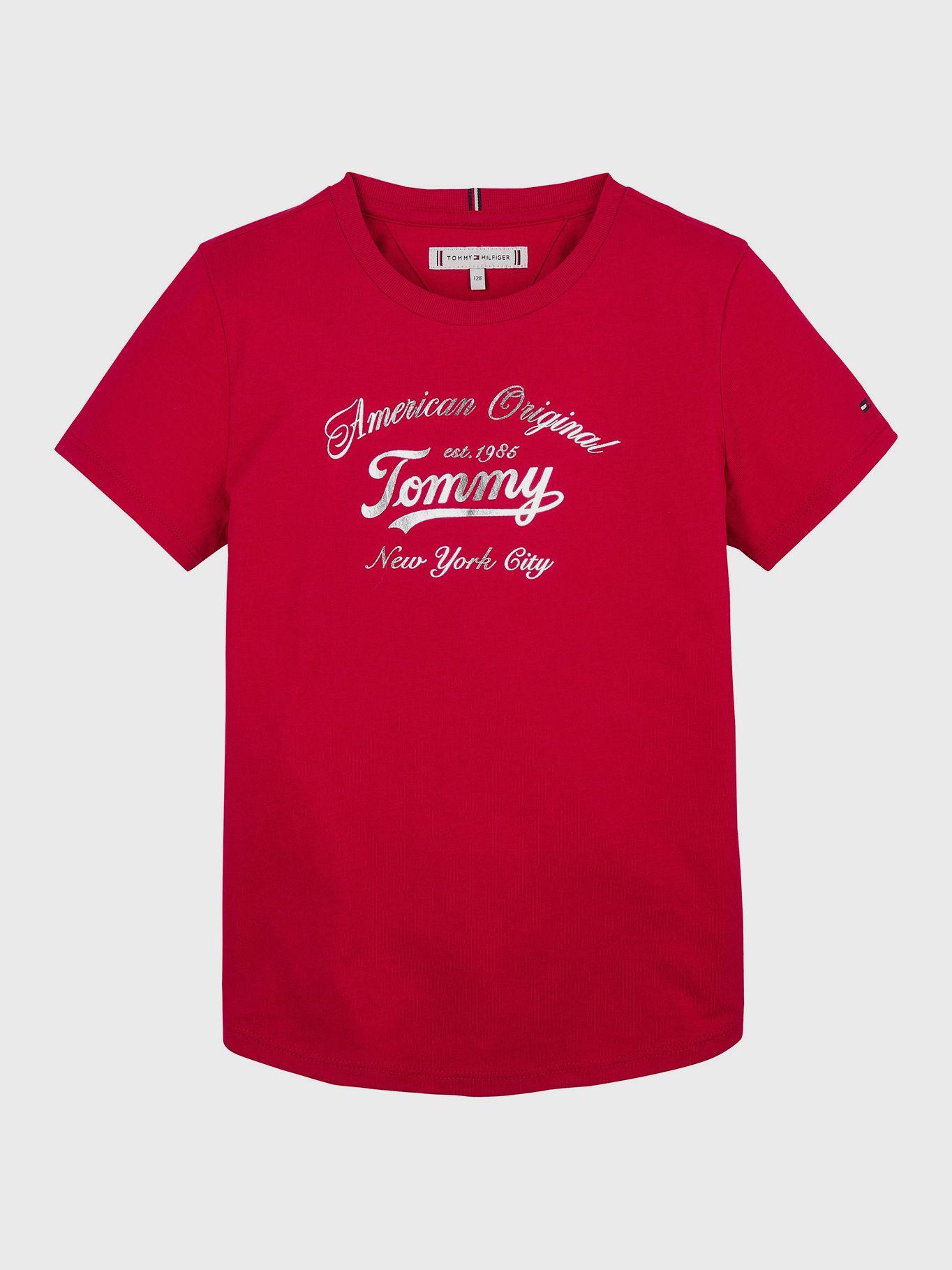Polera Script Logo Metalizado Rojo Tommy Hilfiger-0