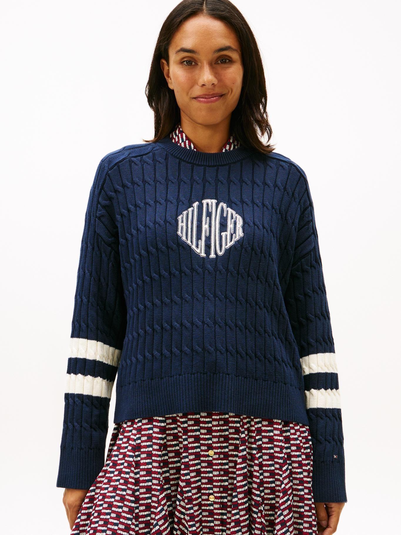 Sweater Con Logo Script Gráfico Tommy Hilfiger Azul-0