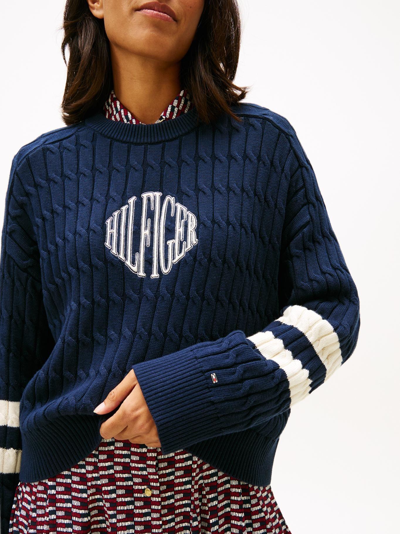 Sweater Con Logo Script Gráfico Tommy Hilfiger Azul-3