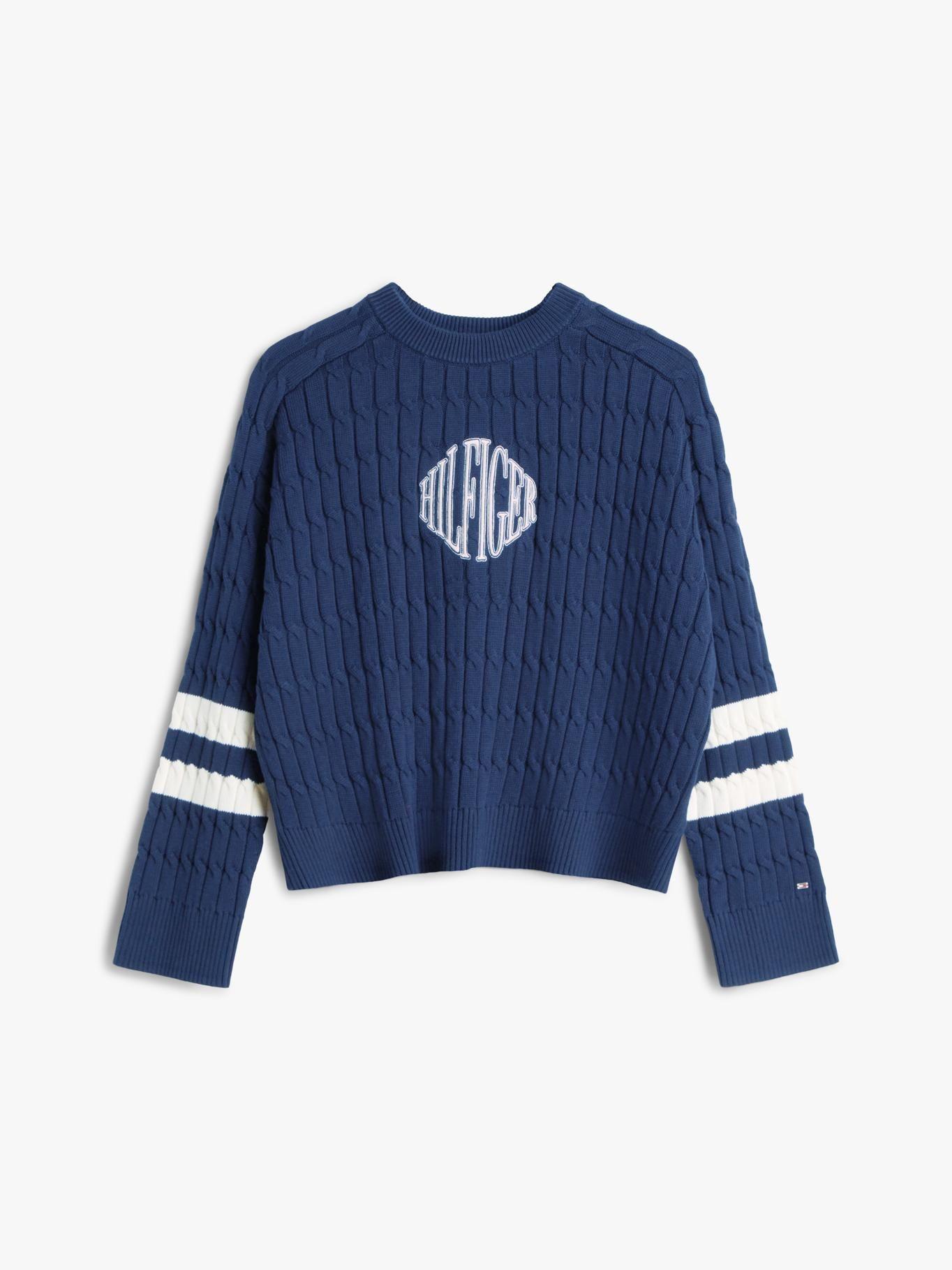 Sweater Con Logo Script Gráfico Tommy Hilfiger Azul-4