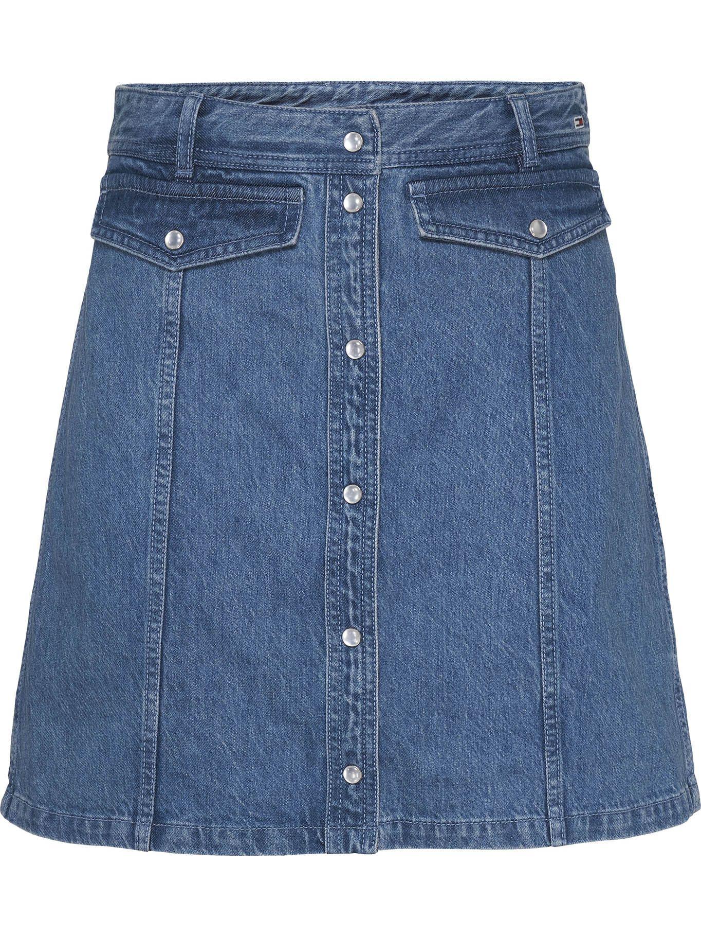 Minifalda Vaquera De Corte Recto Azul Tommy Hilfiger-0