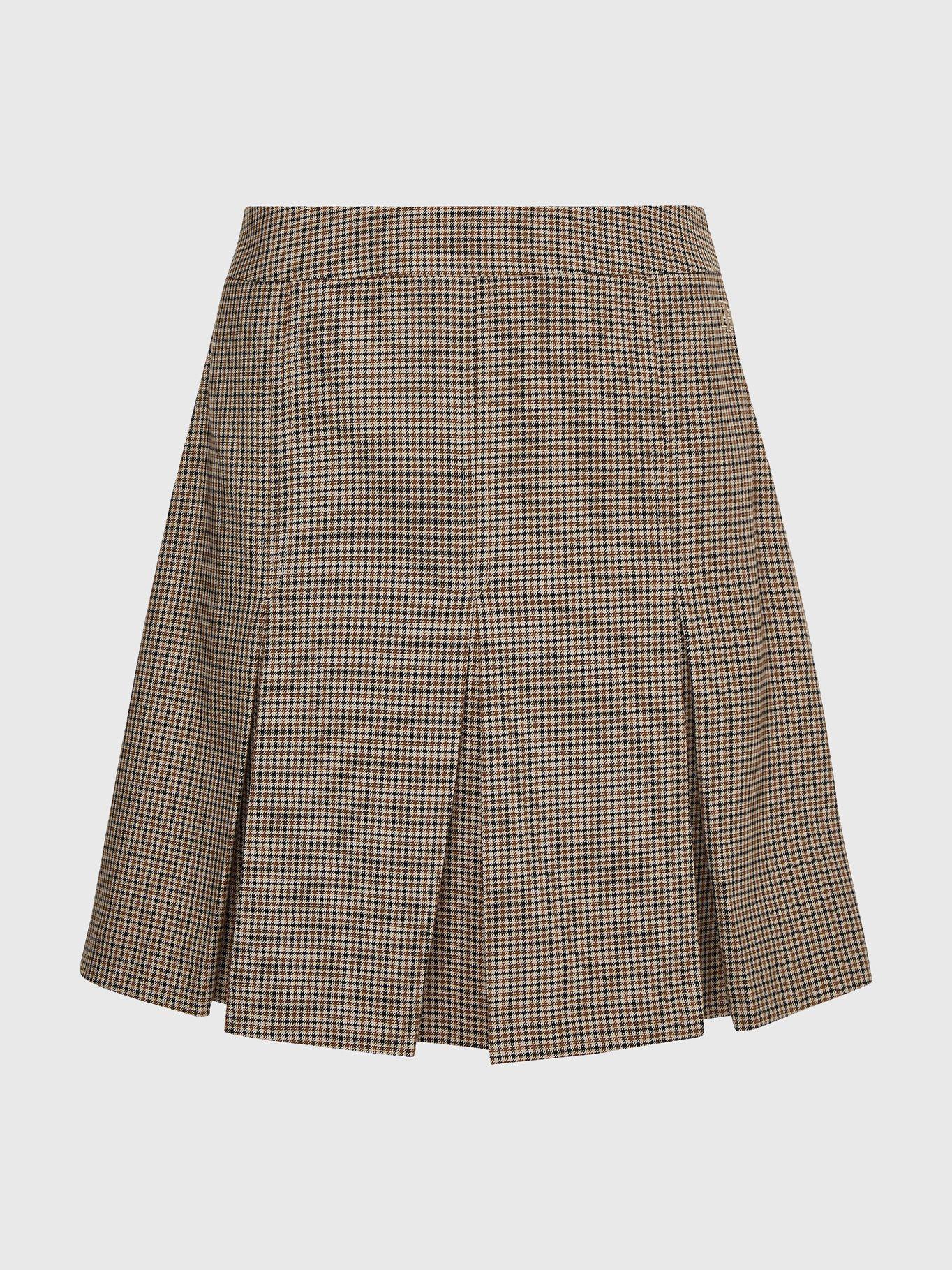 Falda A Cuadros Plisada Café Tommy Hilfiger-5