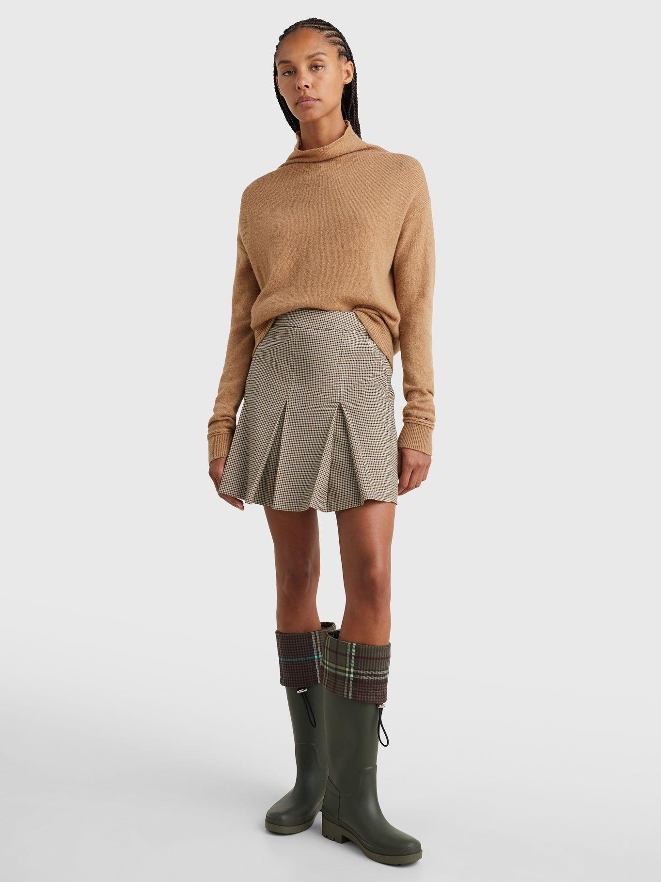 Falda A Cuadros Plisada Café Tommy Hilfiger-0