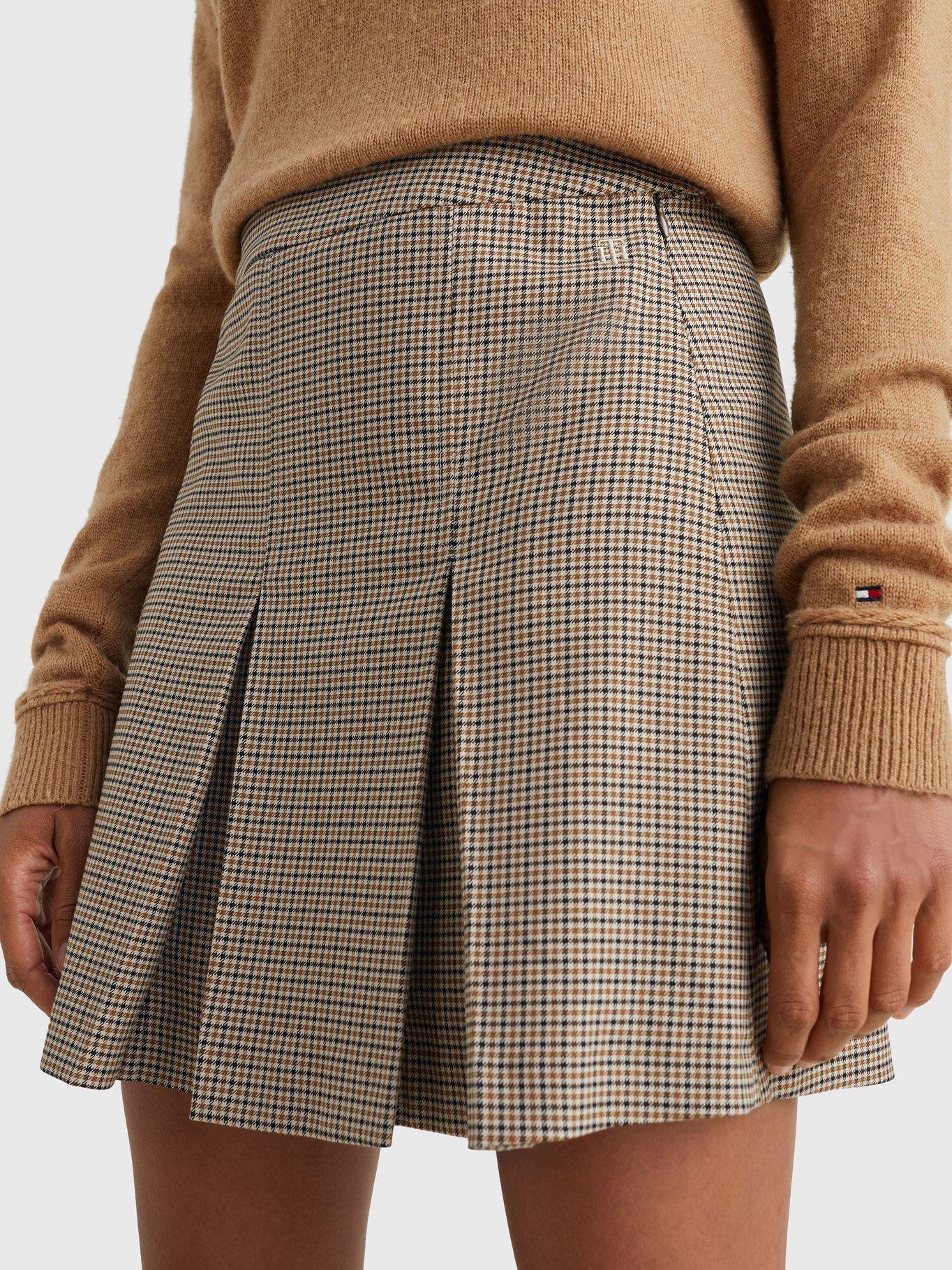 Falda A Cuadros Plisada Café Tommy Hilfiger-2