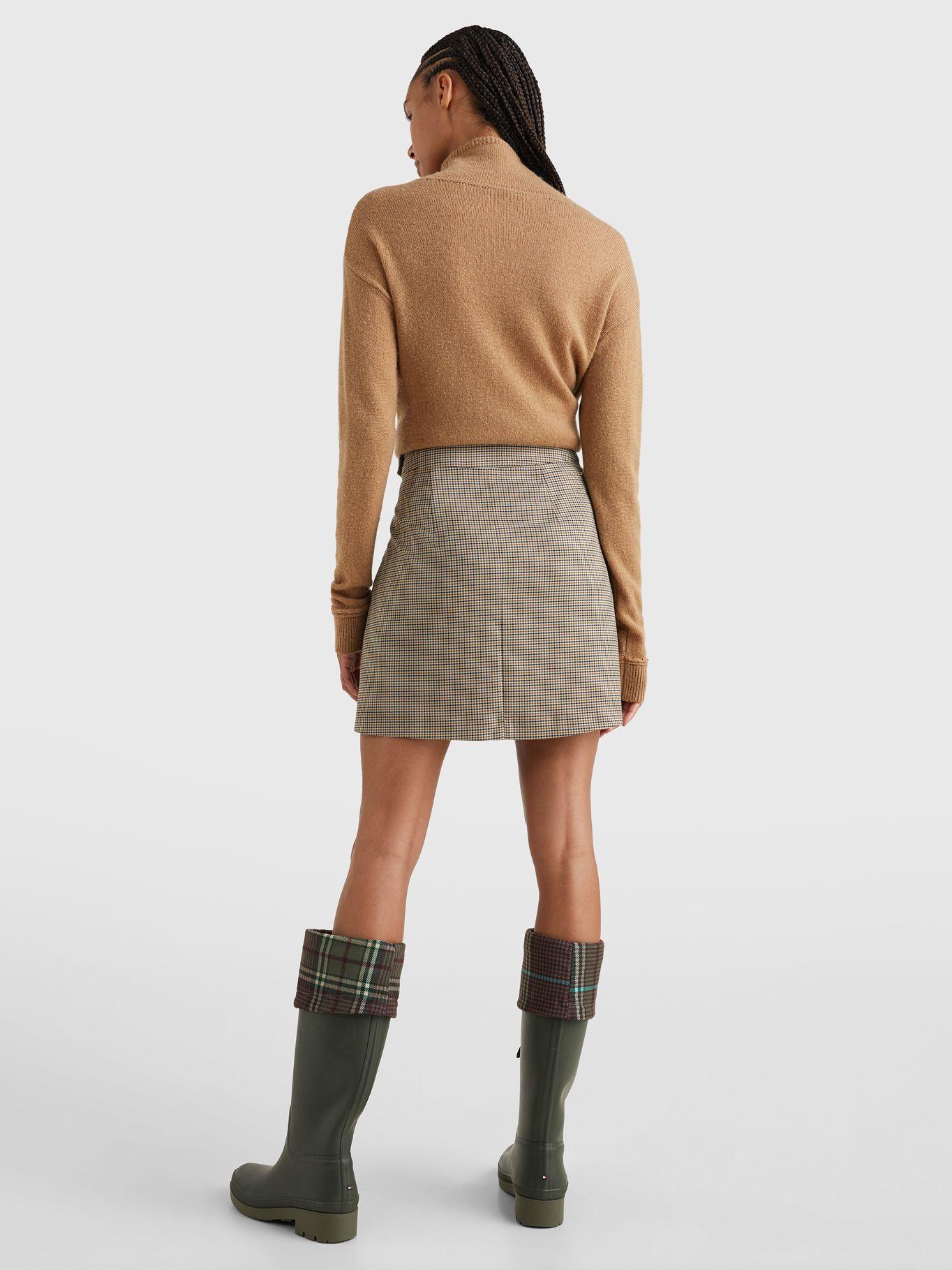 Falda A Cuadros Plisada Café Tommy Hilfiger-1