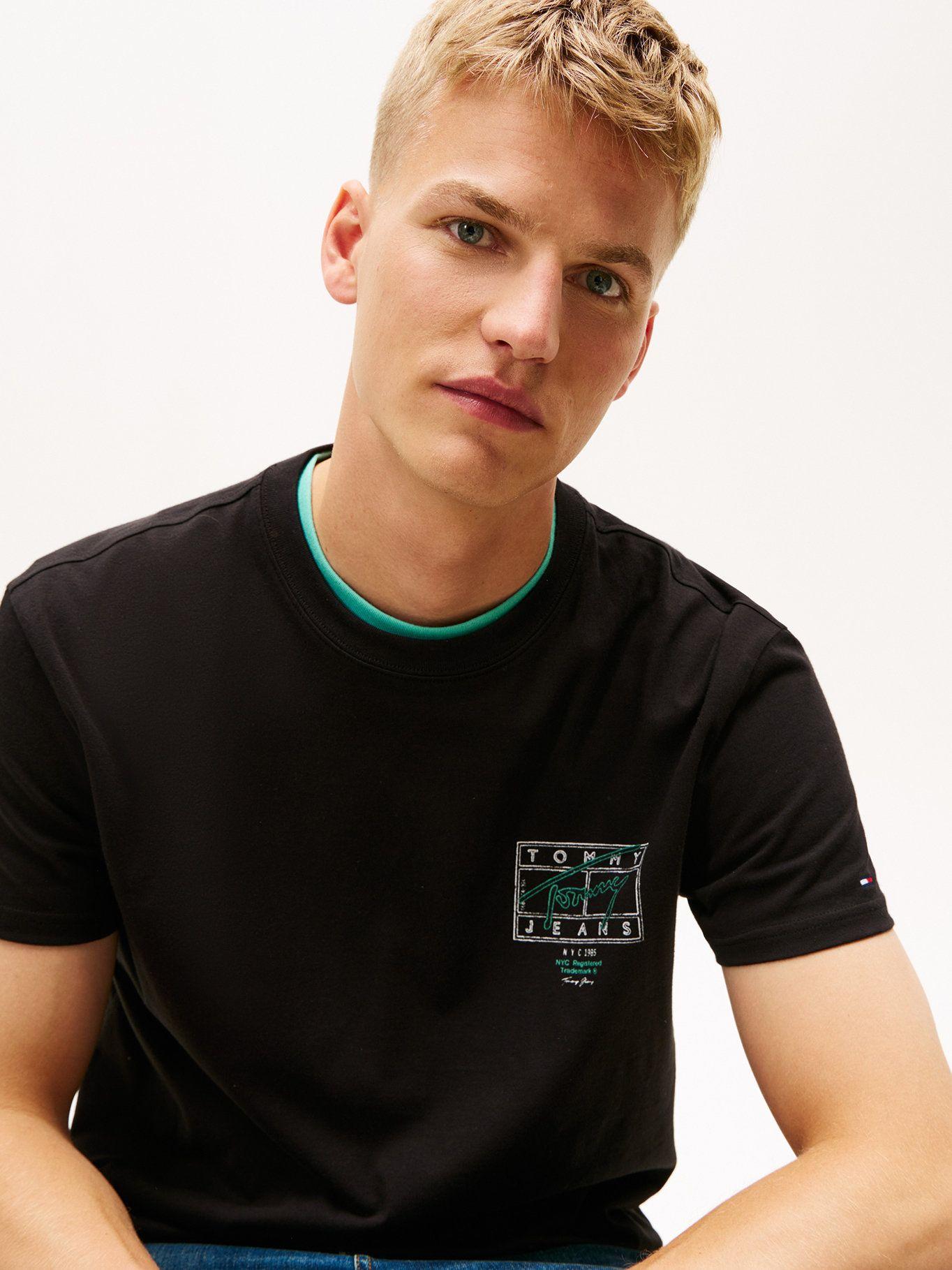 Polera Logo Efecto Espray Regular Fit Tommy Jeans Negro-3