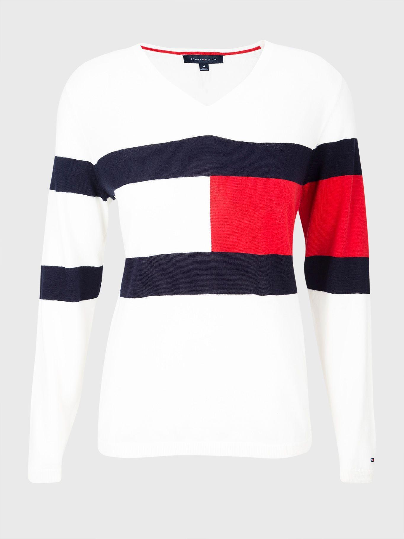 Sweater Ivy Logo Flag Blanco Tommy Hilfiger-0