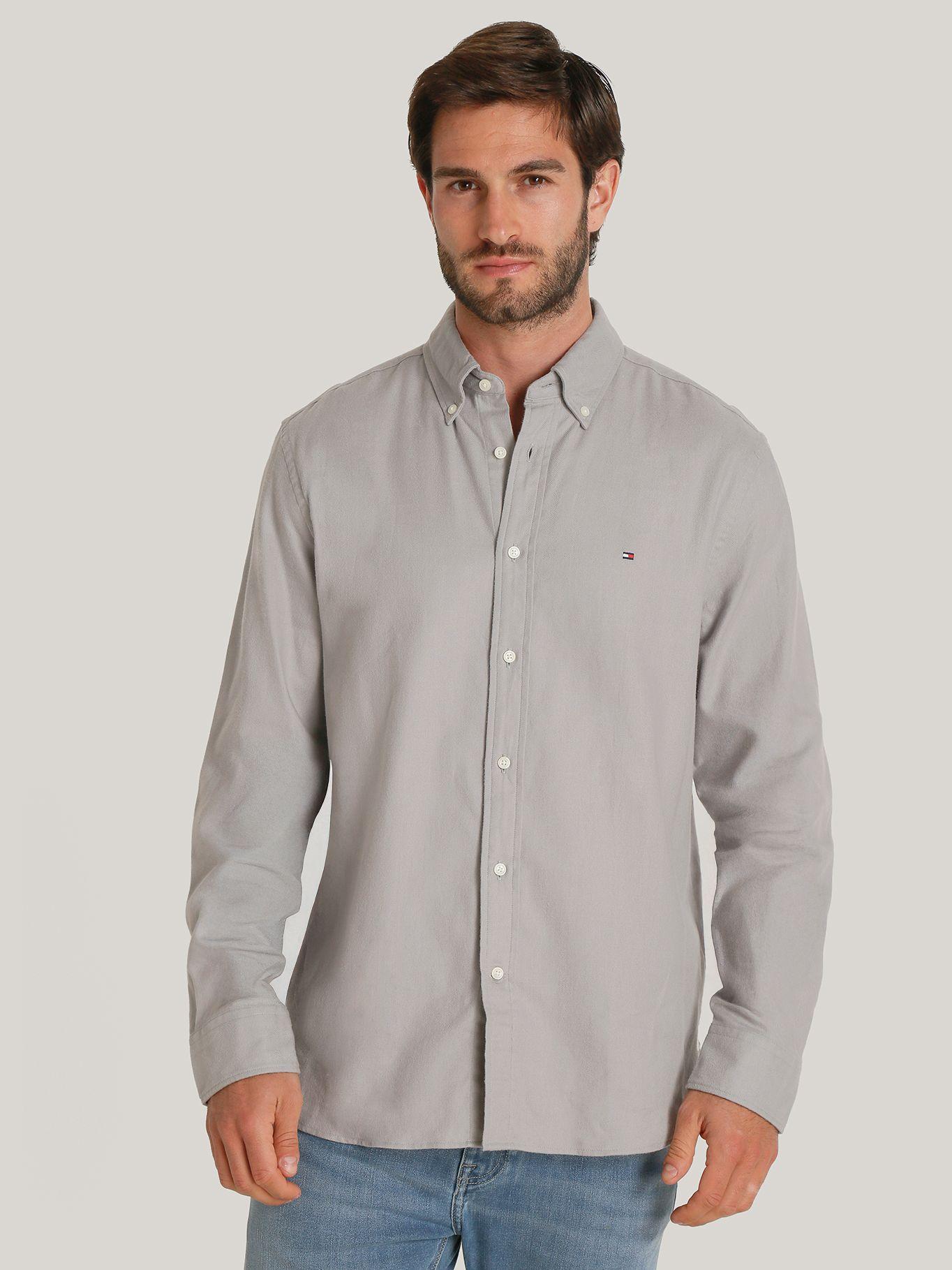 Camisa Herring bone Solid Regular Gris Tommy Hilfiger-0