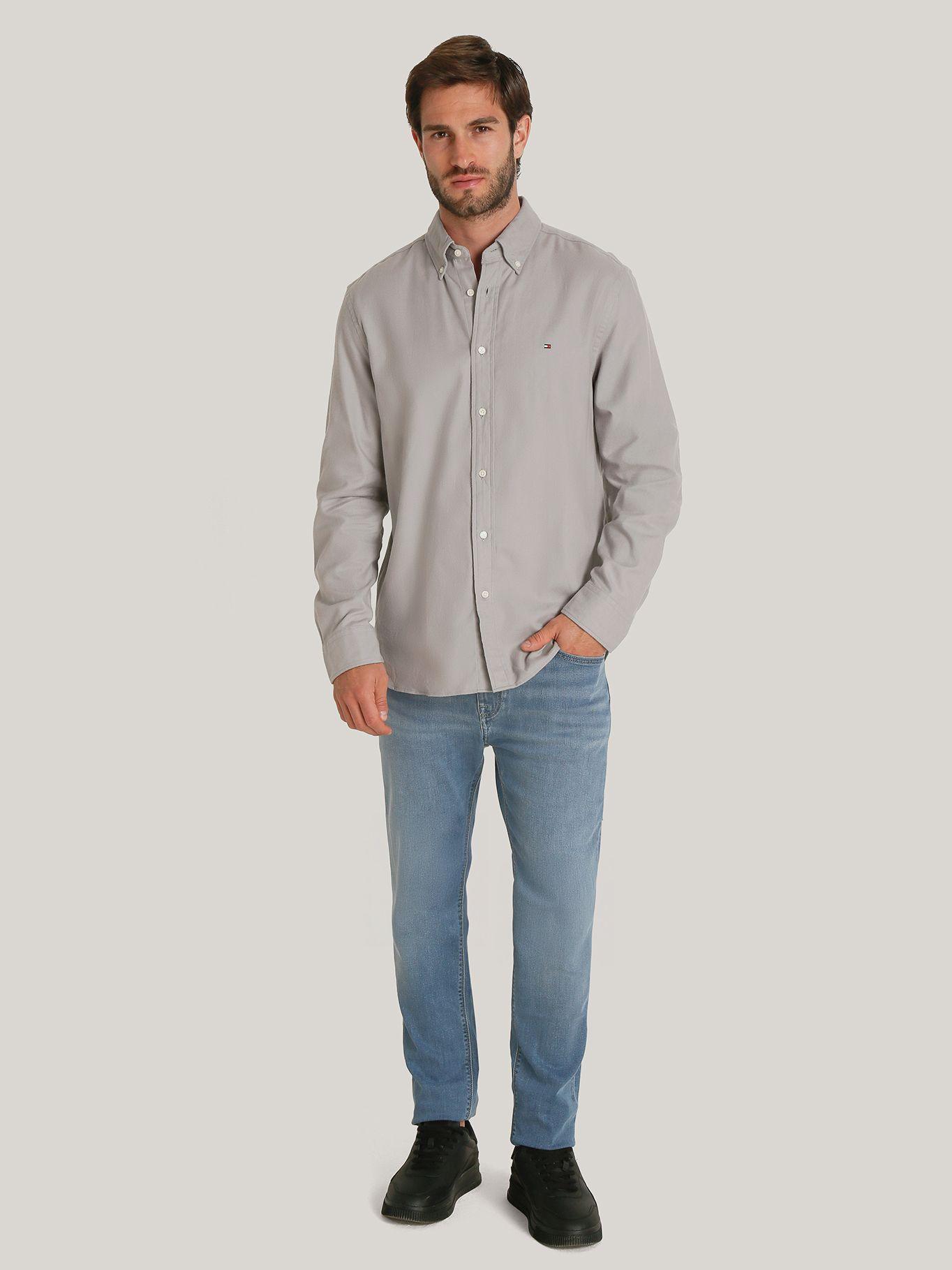 Camisa Herring bone Solid Regular Gris Tommy Hilfiger-1