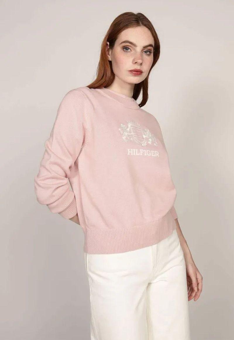Sweater C-Neck Con Logo Rosado Tommy Hilfiger-0