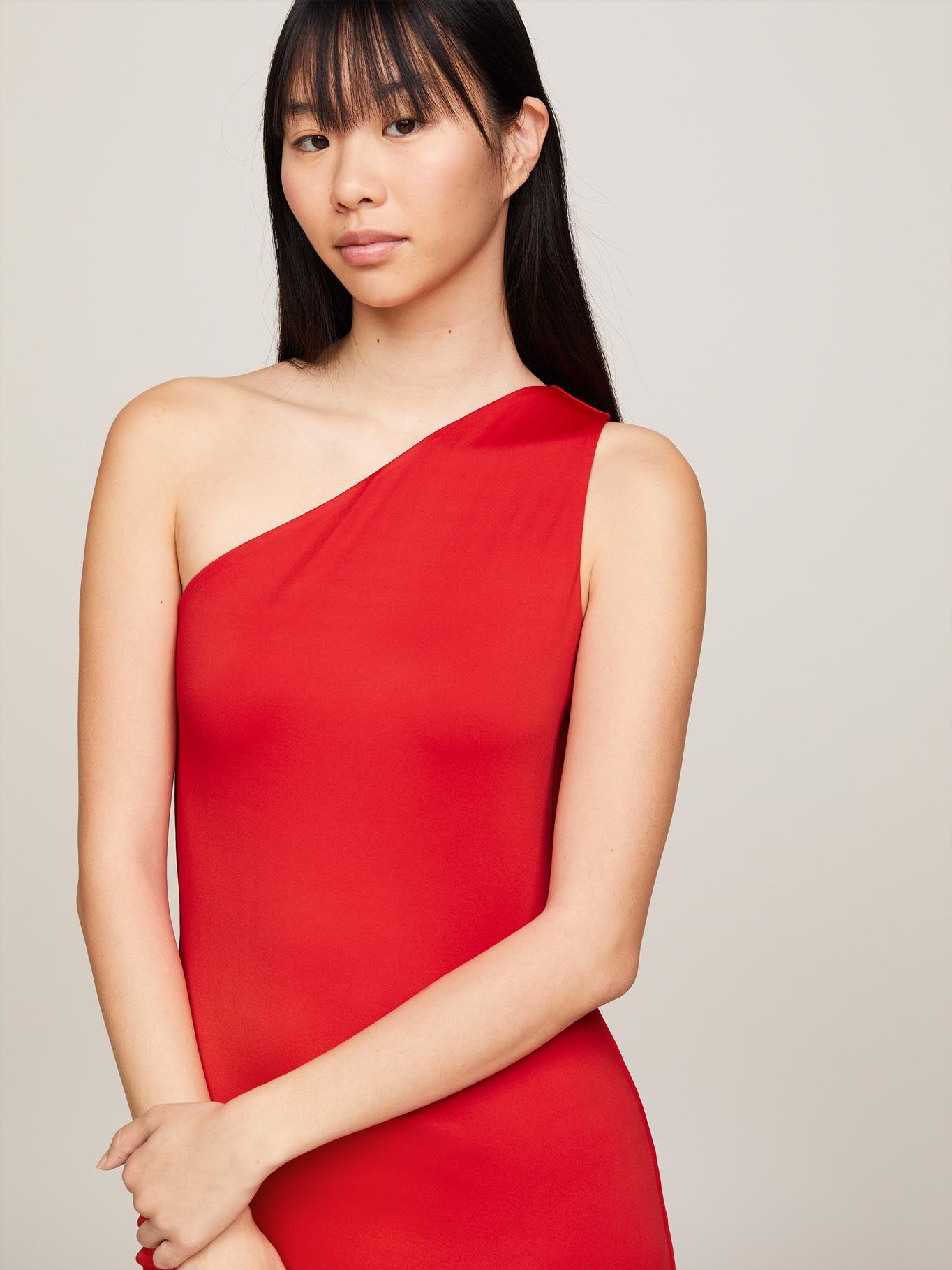 Vestido Corte Asimétrico Rojo Tommy Jeans-3
