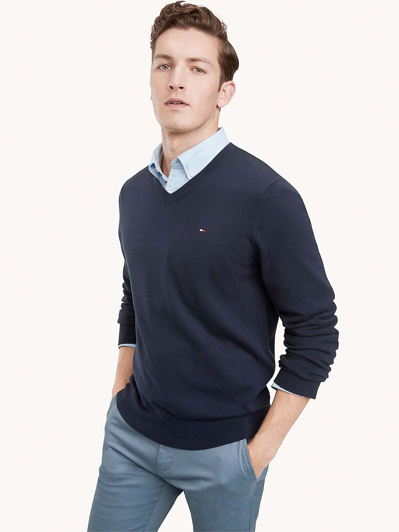 Sweater Básico Signature D5W Azul Tommy Hilfiger-0