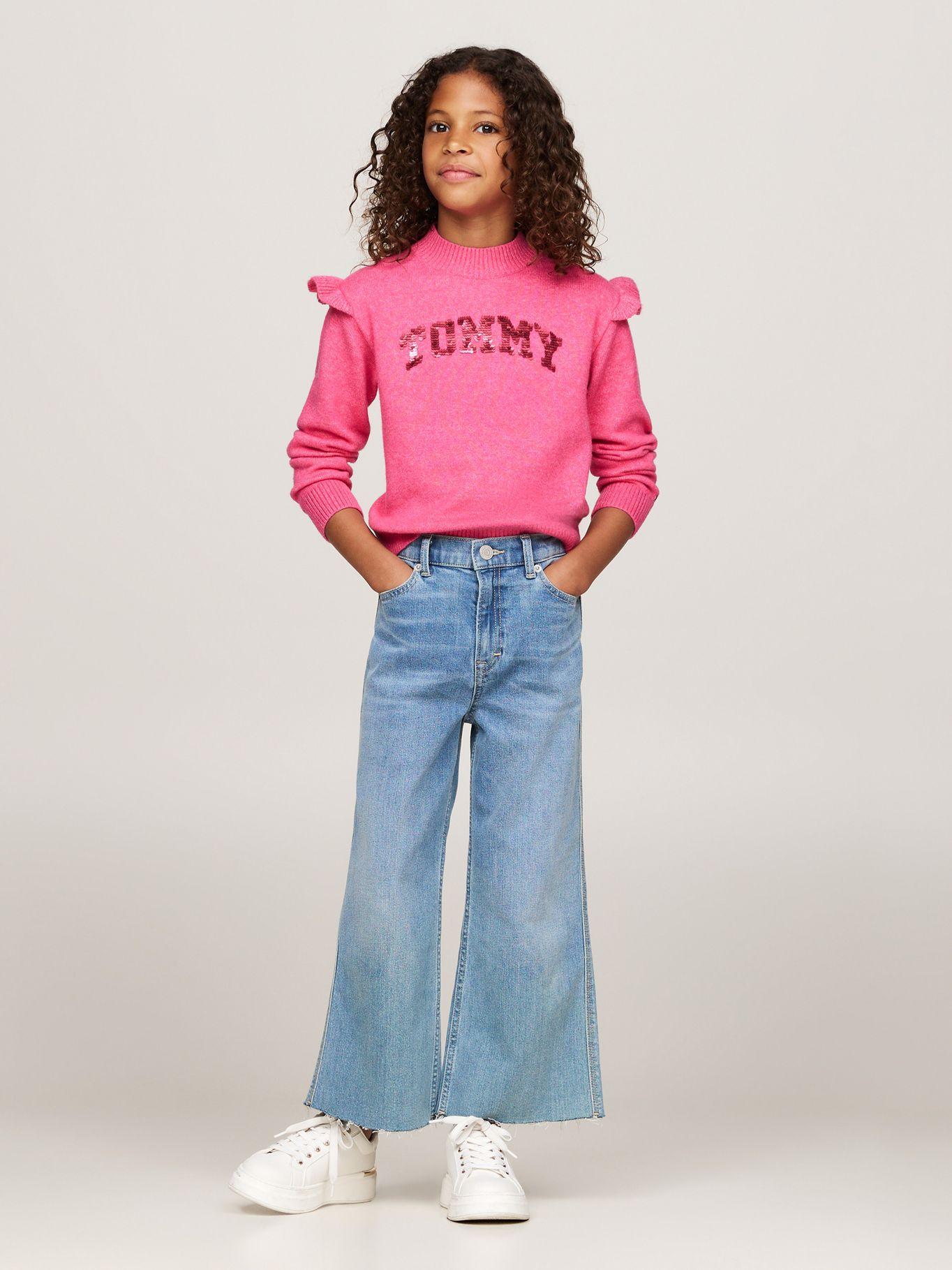 Sweater Niña Con Logo Lentejuelas Rosado Tommy Hilfiger-1