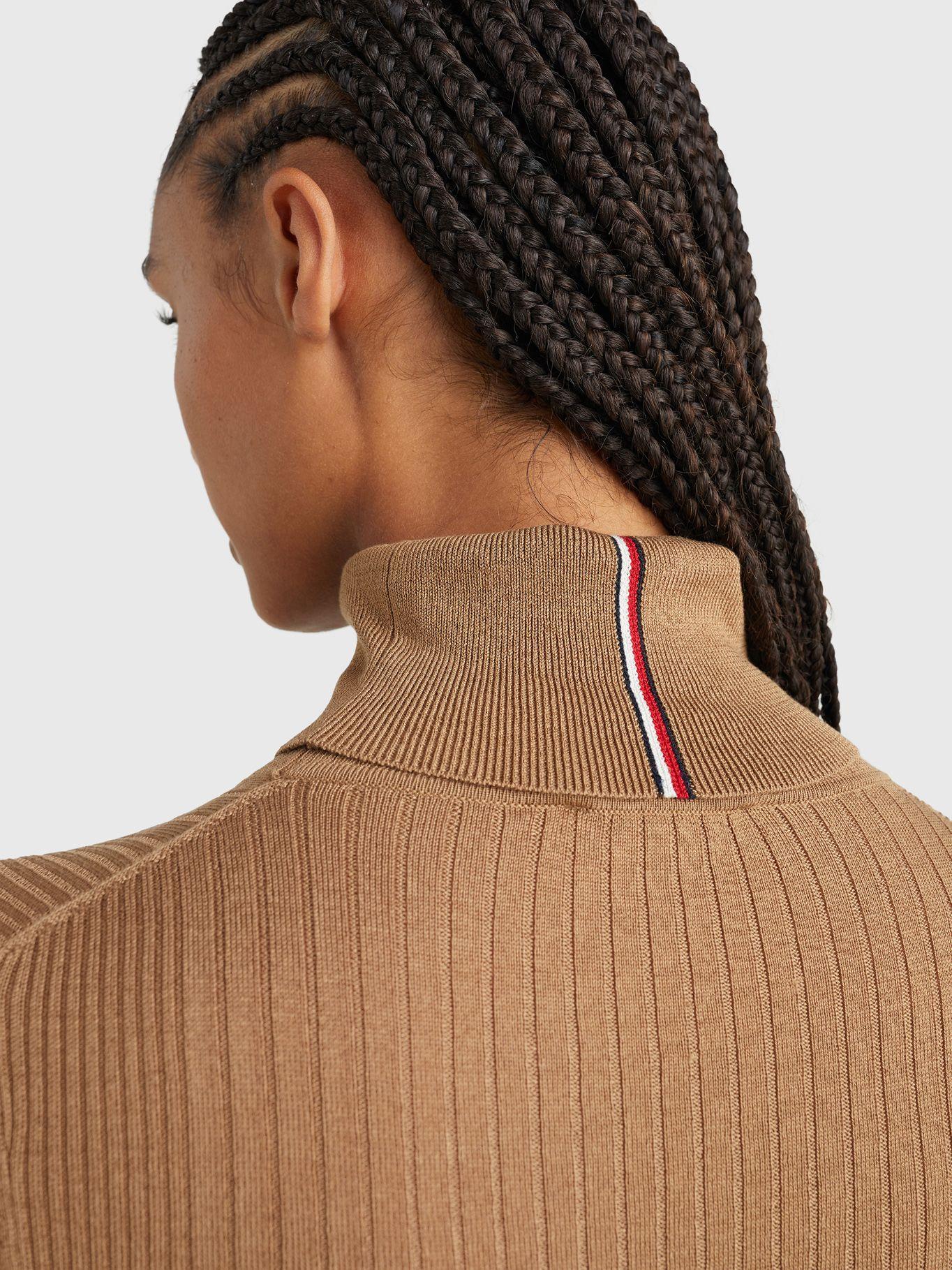 Sweater Acanalado Con Cuello Café Tommy Hilfiger-3
