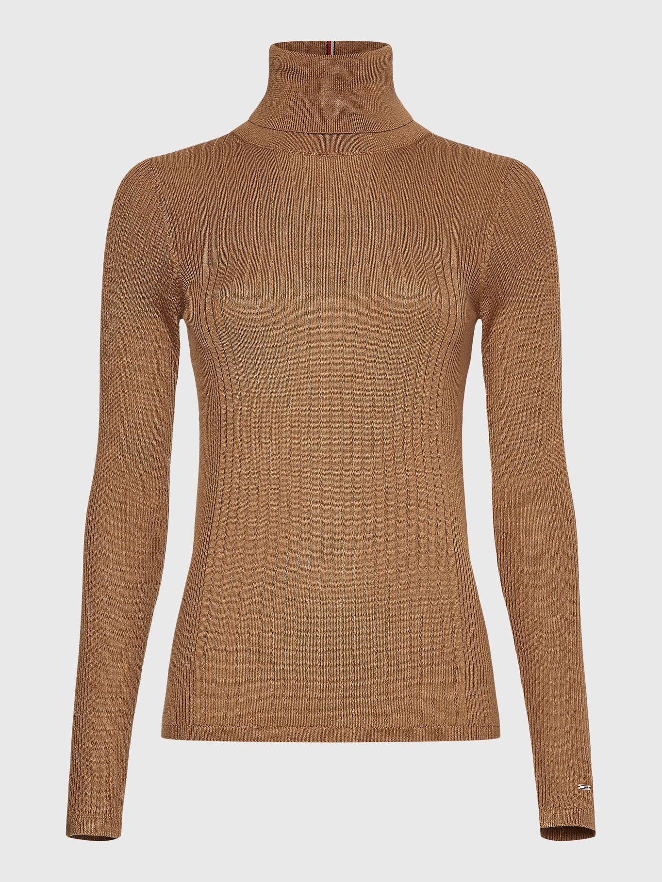 Sweater Acanalado Con Cuello Café Tommy Hilfiger-4
