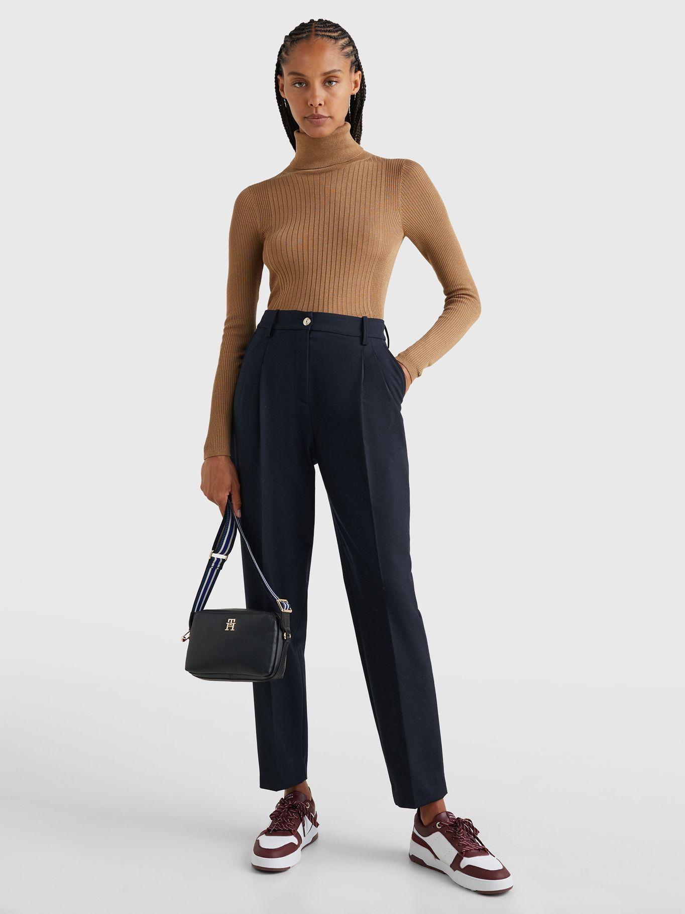 Sweater Acanalado Con Cuello Café Tommy Hilfiger-1