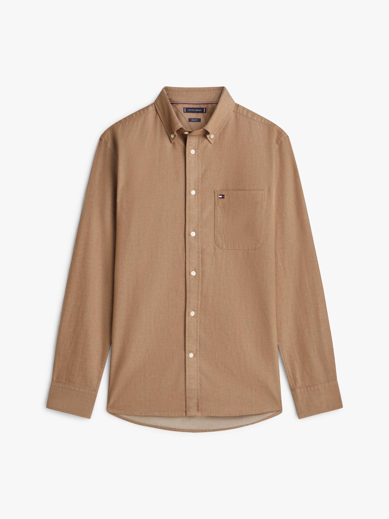 Camisa Regular Fit Con Logo Tommy Hilfiger Beige-4