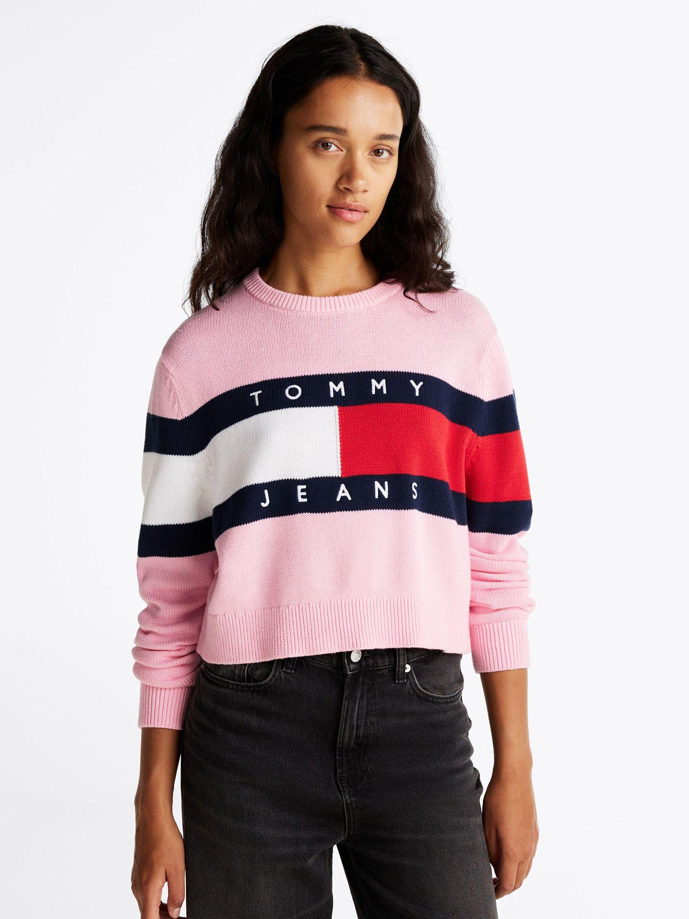 Sweater Color Block Relaxed Con Logo Rosado Tommy Jeans-0