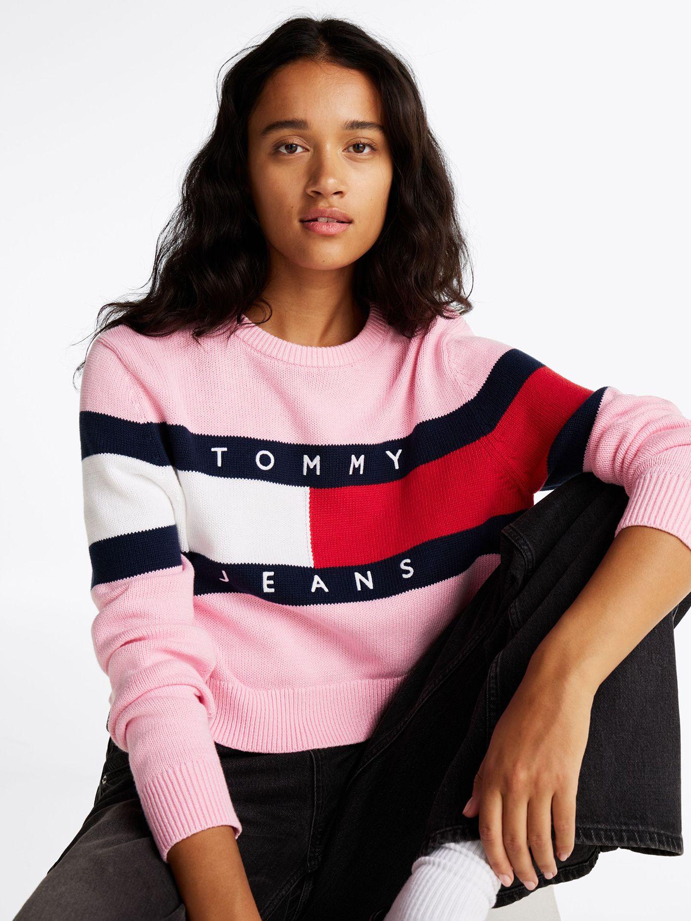 Sweater Color Block Relaxed Con Logo Rosado Tommy Jeans-3
