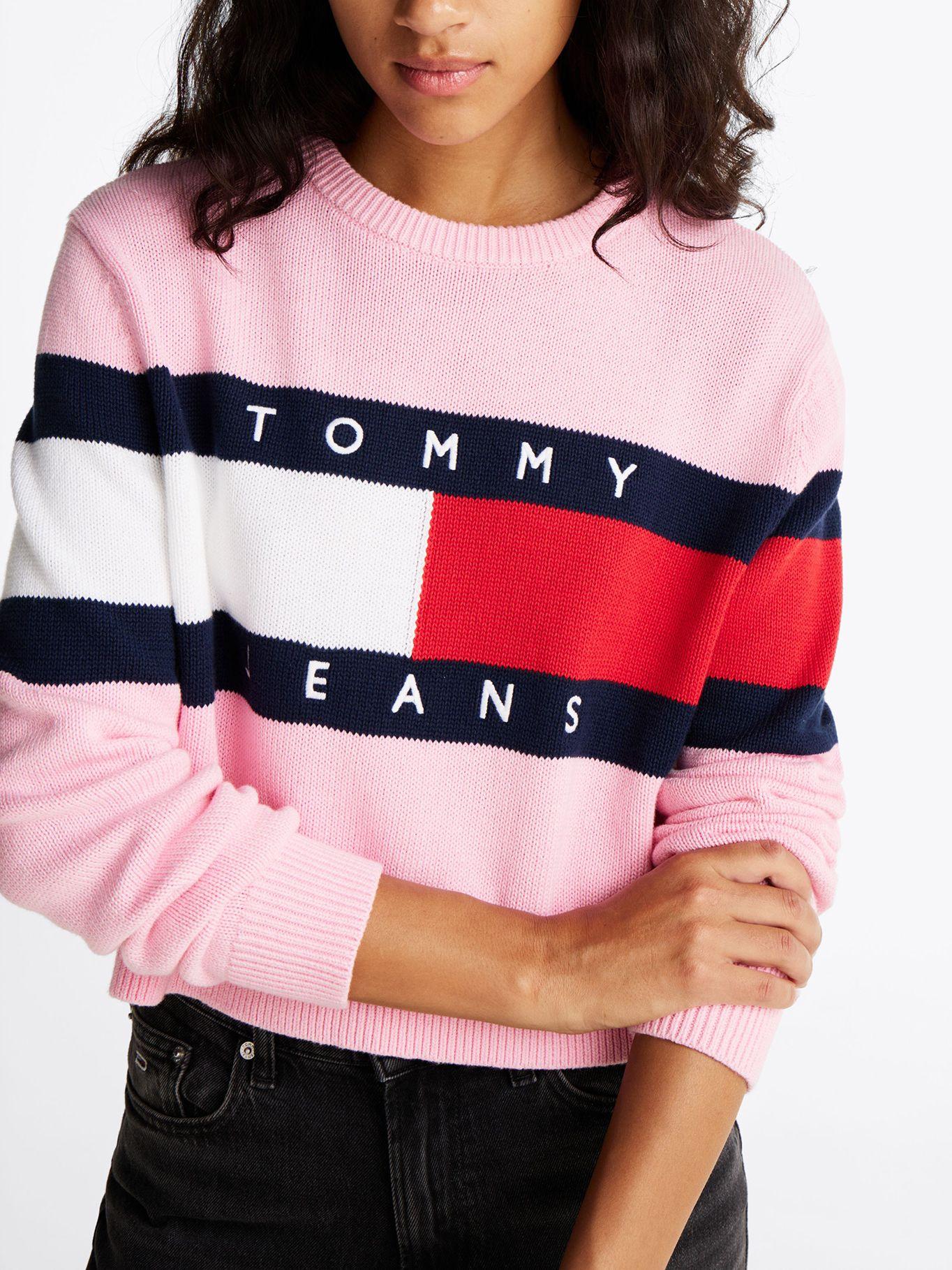 Sweater Color Block Relaxed Con Logo Rosado Tommy Jeans-4