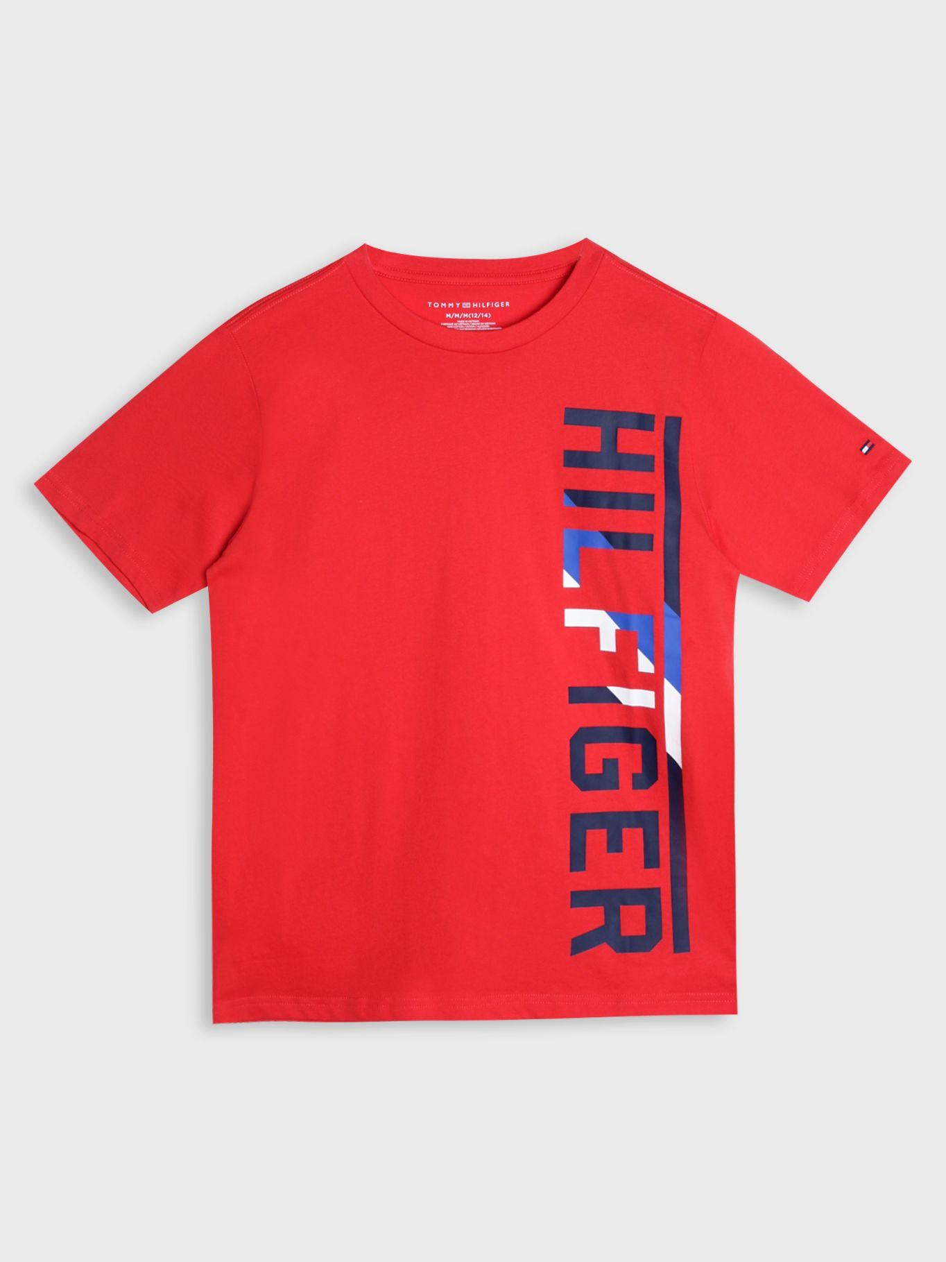 Polera De Niño Con Logo Bicolor Rojo Tommy Hilfiger-0