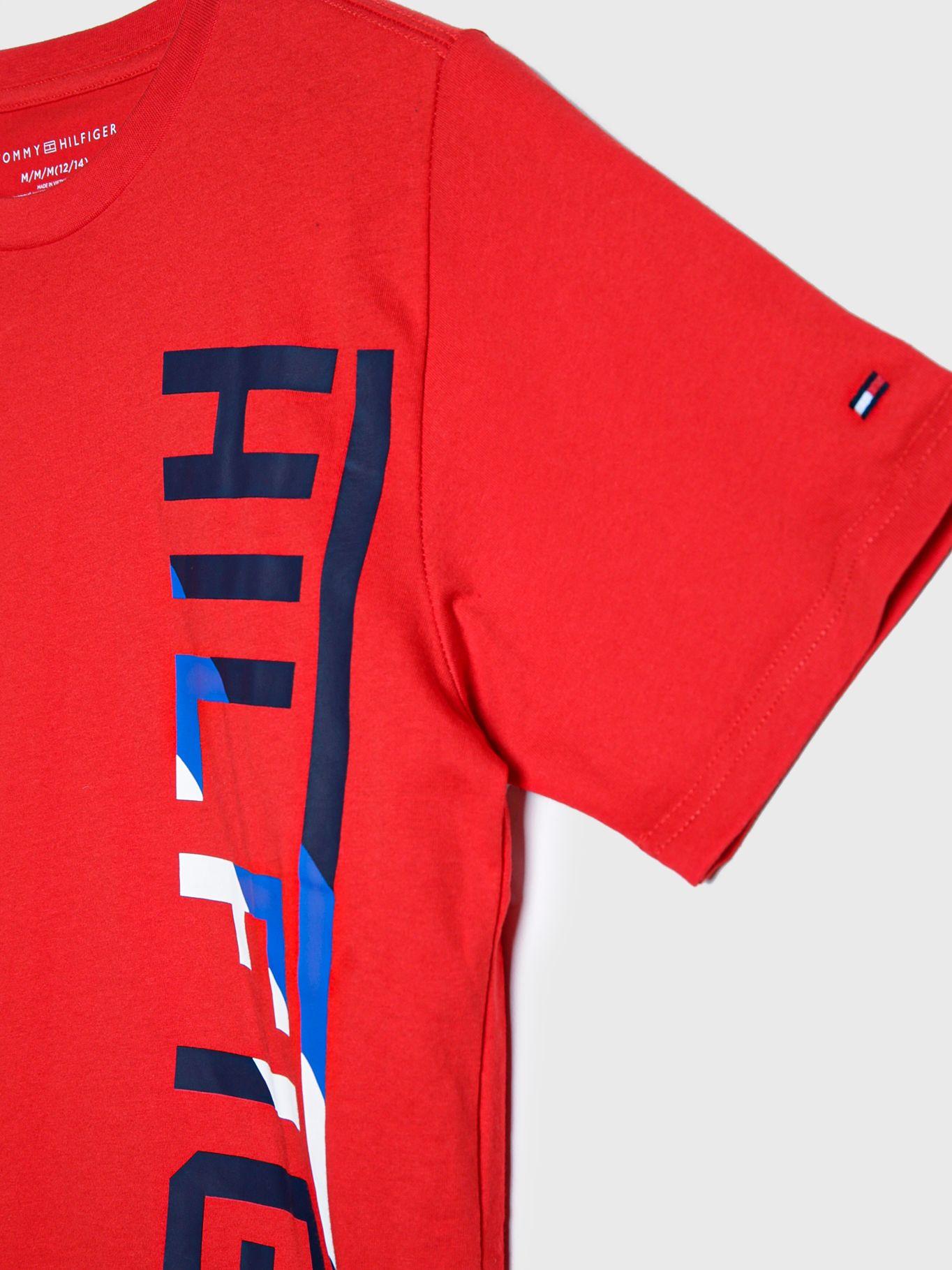 Polera De Niño Con Logo Bicolor Rojo Tommy Hilfiger-3