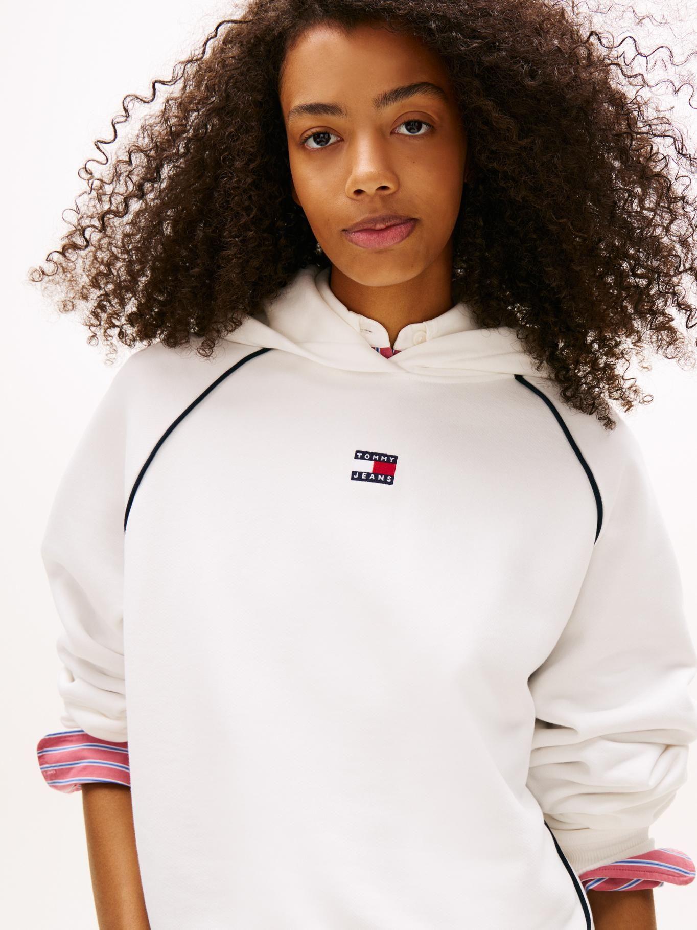 Polerón Hoodie Con Parche Y Logo Tommy Jeans Blanco-3