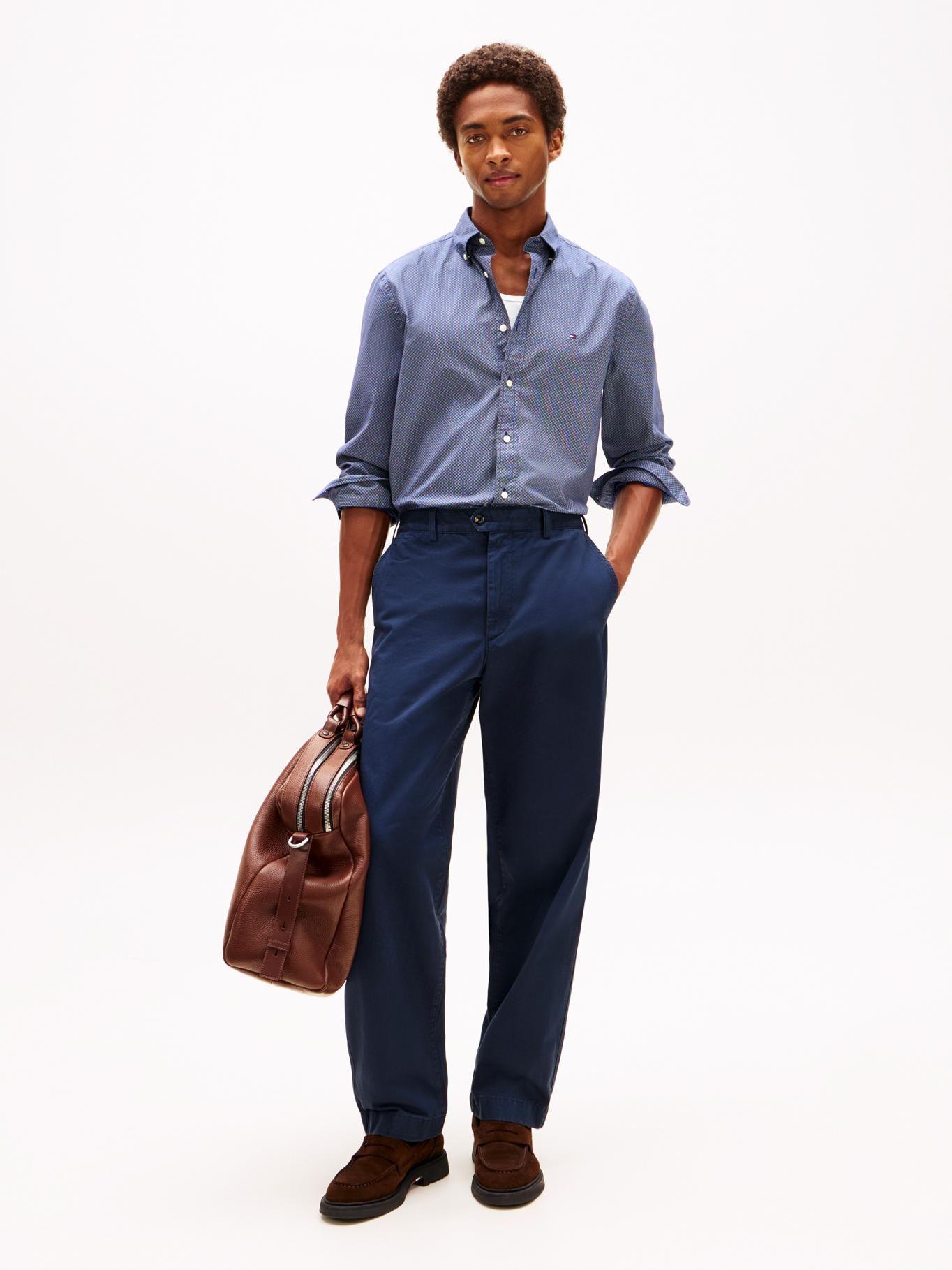 Camisa Flex Micro-Print Regular Fit Azul Tommy Hilfiger-1