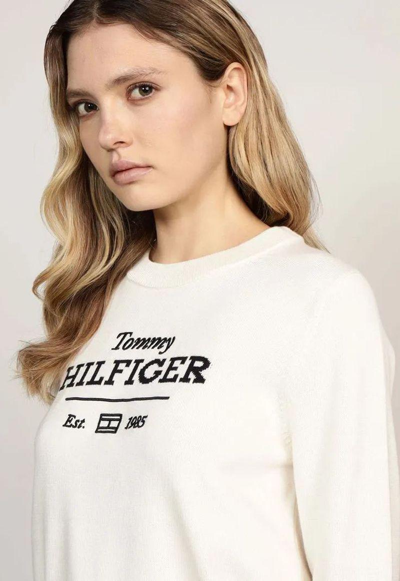 Sweater C-Neck Con Logo Blanco Tommy Hilfiger-3