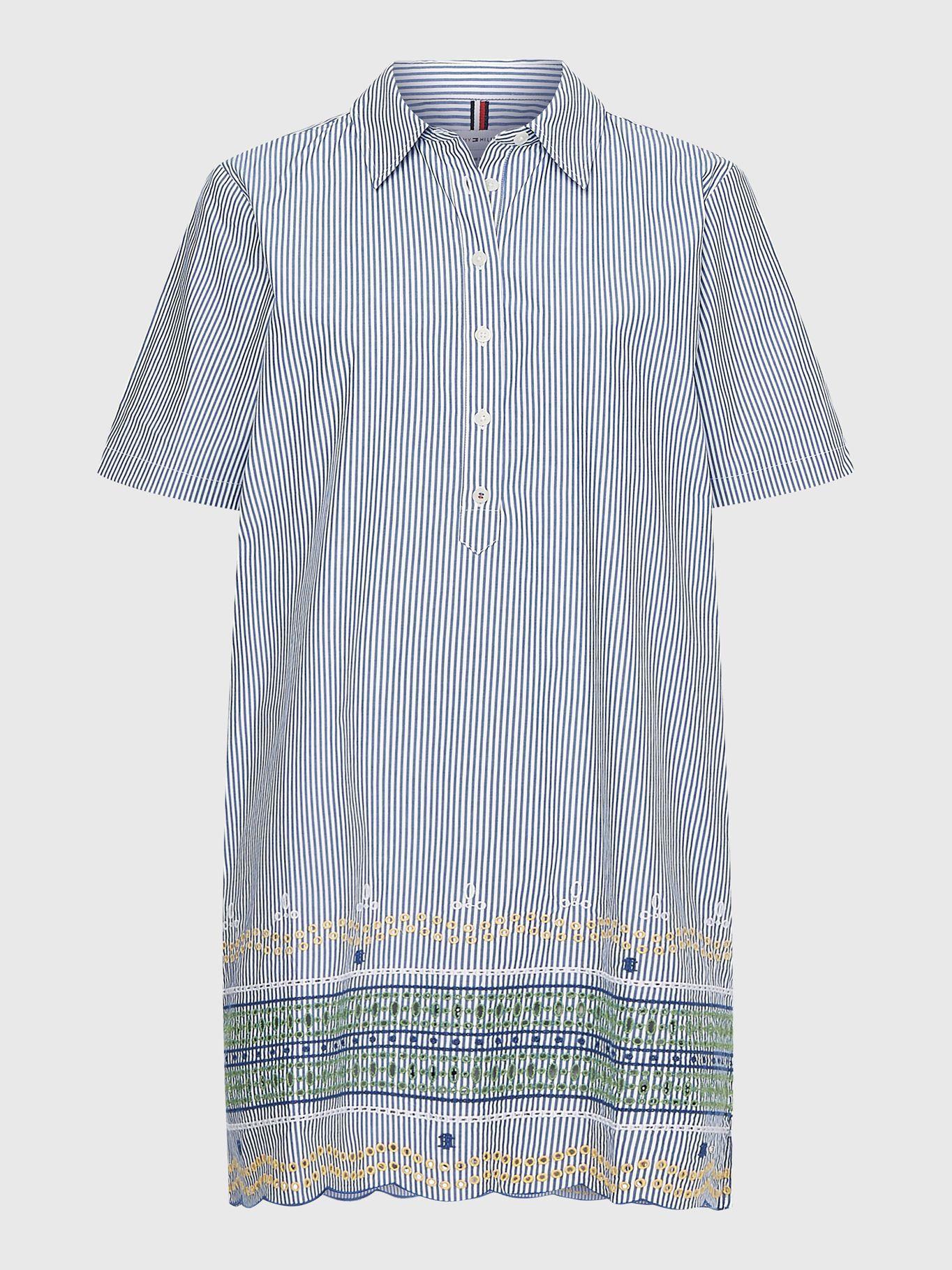 Vestido Camisero Bordado Azul Tommy Hilfiger-0